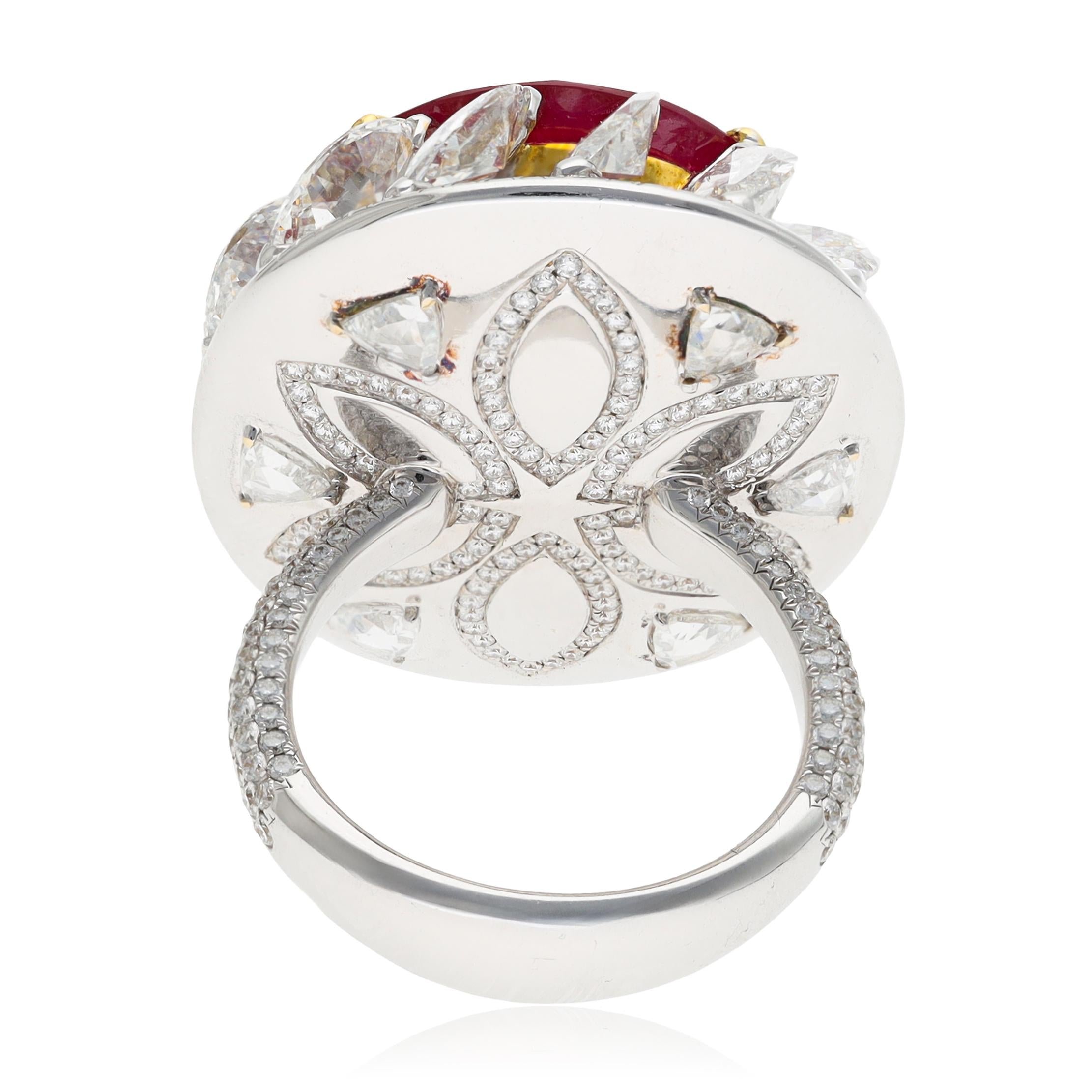 Oval Burma Ruby and Marquise-Cut Diamond Ring