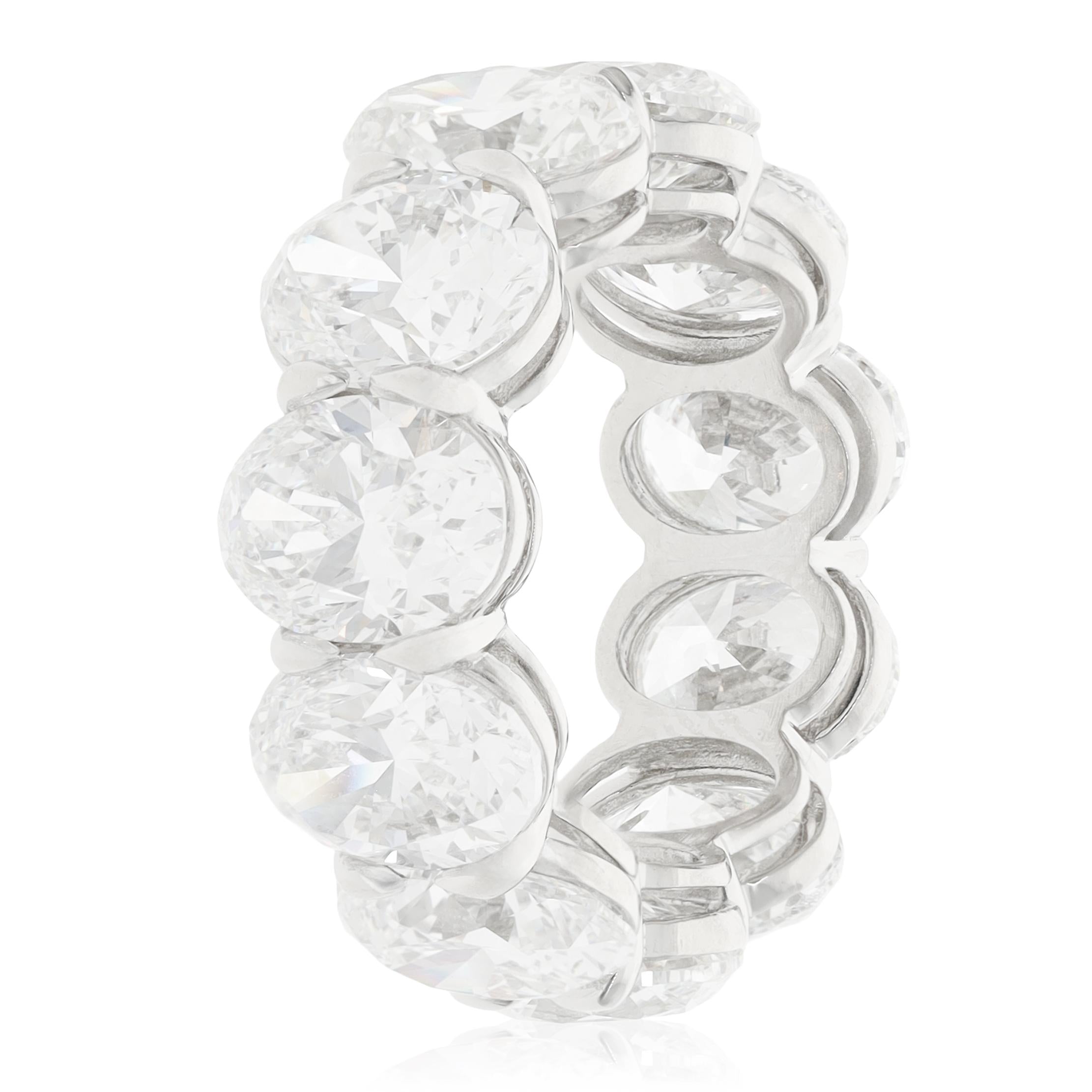 YAFA Platinum Oval Diamond Eternity Wedding Band
