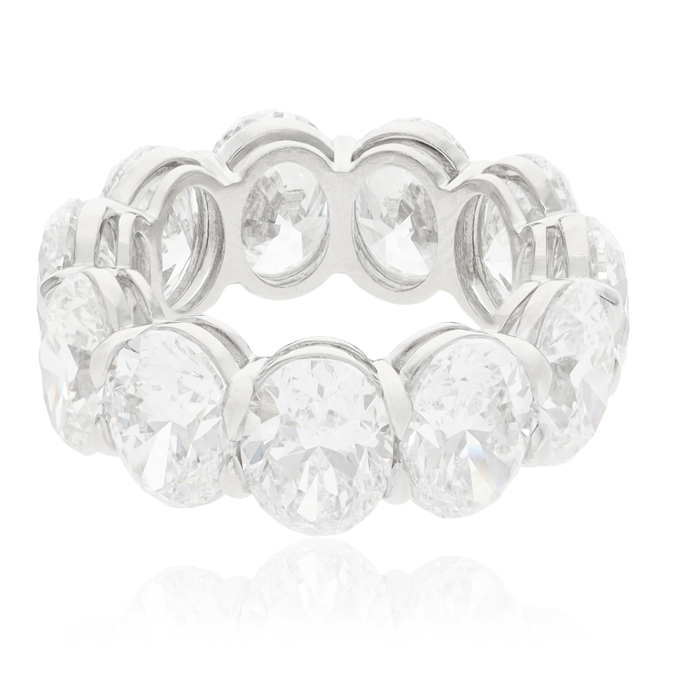 YAFA Platinum Oval Diamond Eternity Wedding Band