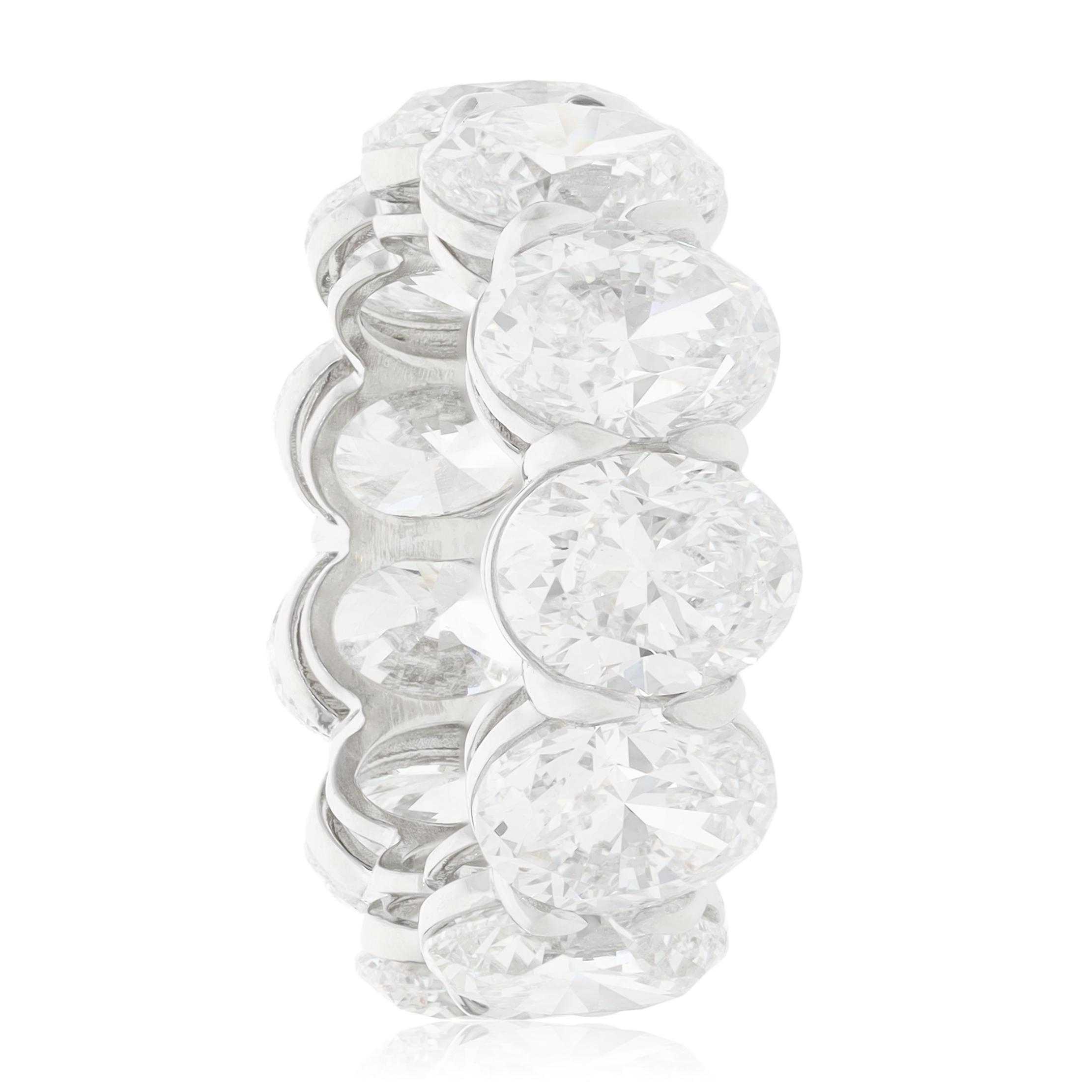 YAFA Platinum Oval Diamond Eternity Wedding Band
