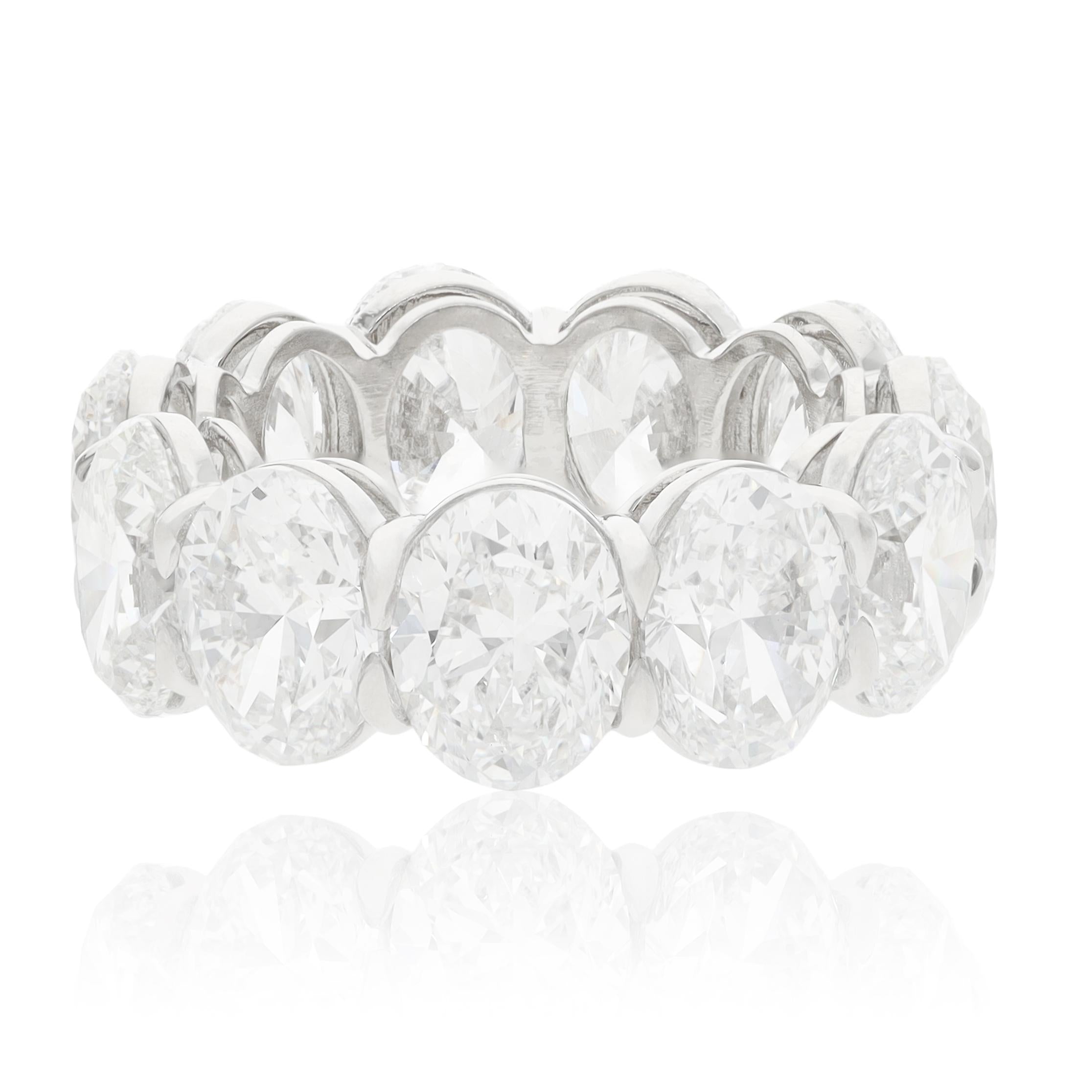 YAFA Platinum Oval Diamond Eternity Wedding Band