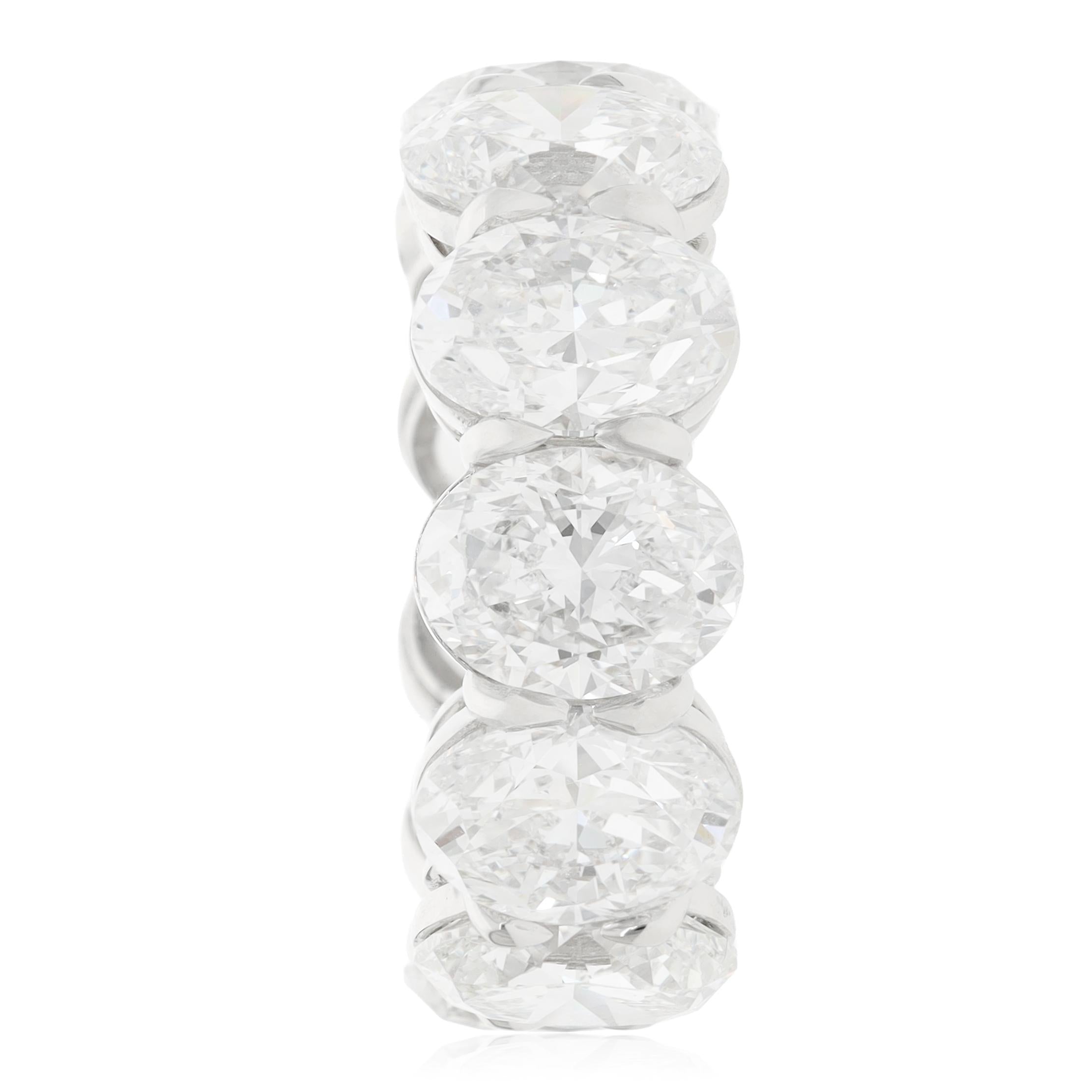 YAFA Platinum Oval Diamond Eternity Wedding Band