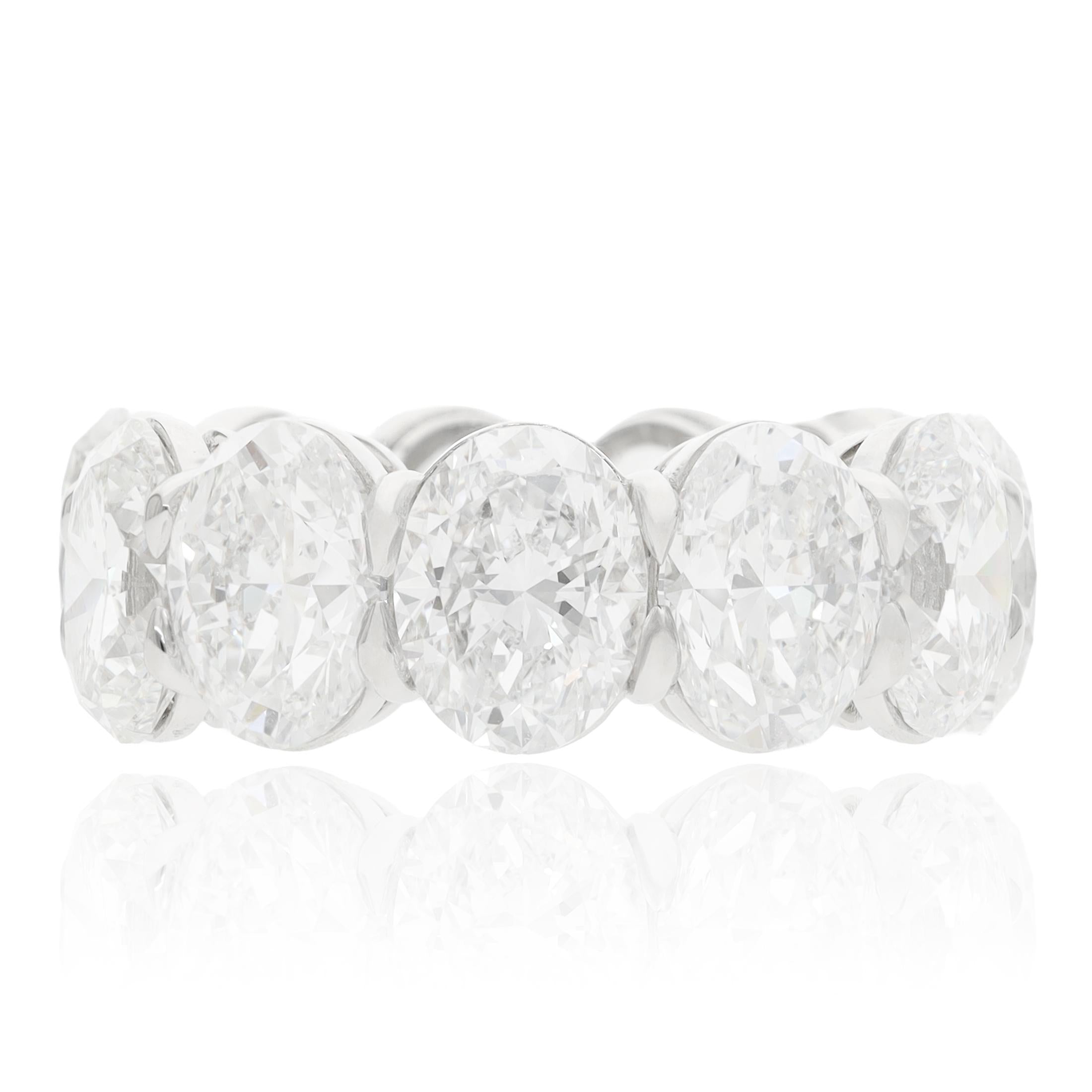 YAFA Platinum Oval Diamond Eternity Wedding Band