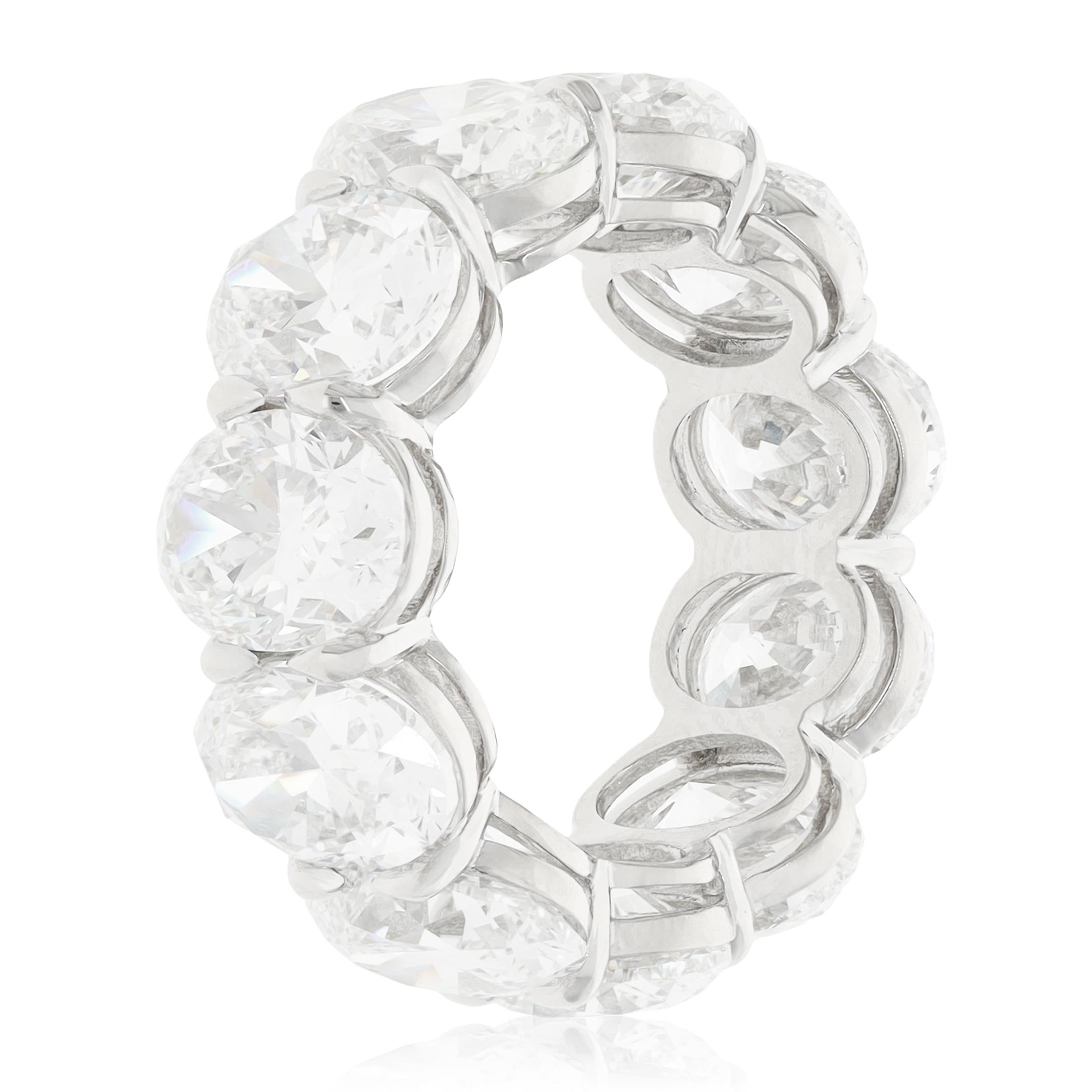 YAFA Platinum Oval Diamond Eternity Wedding Band