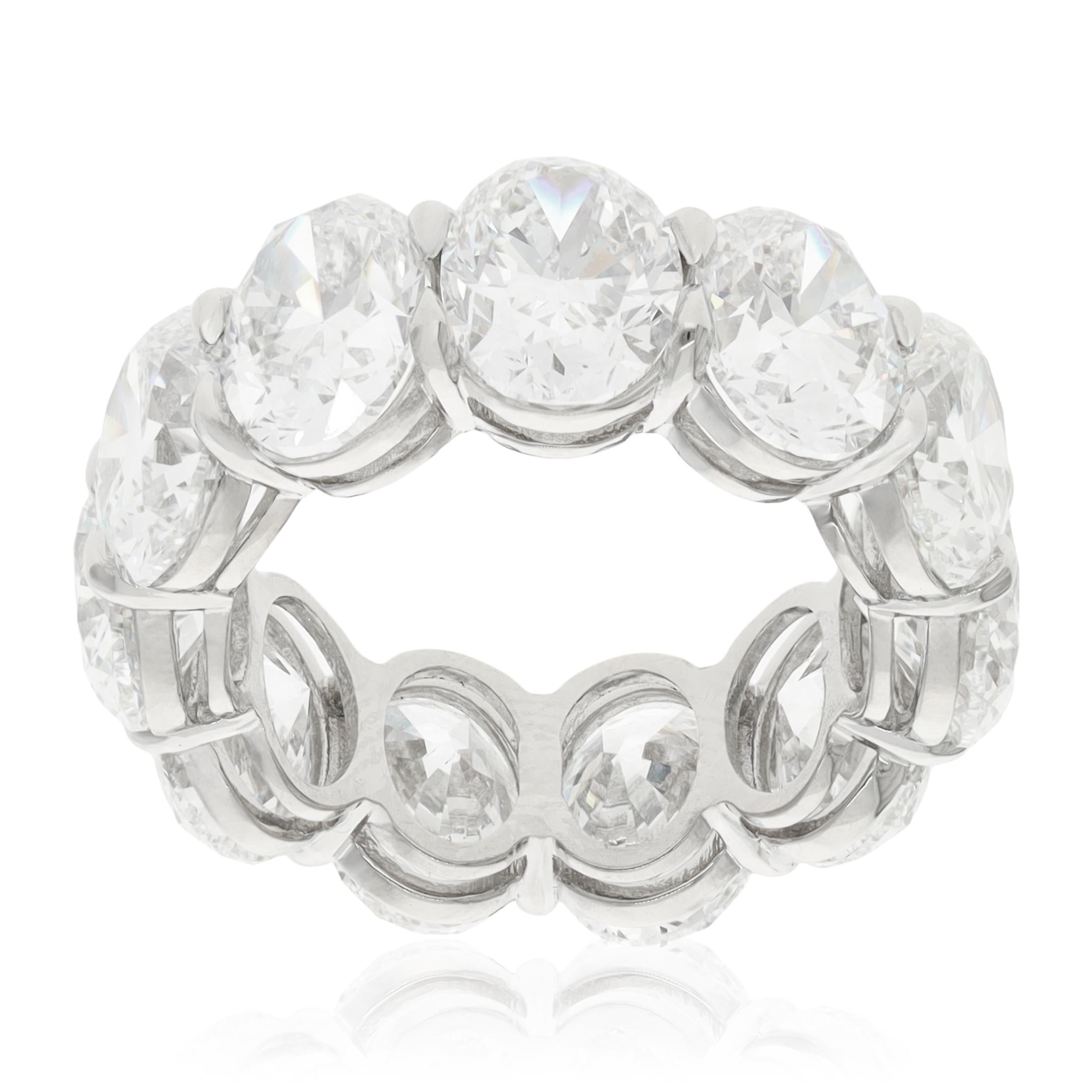 YAFA Platinum Oval Diamond Eternity Wedding Band