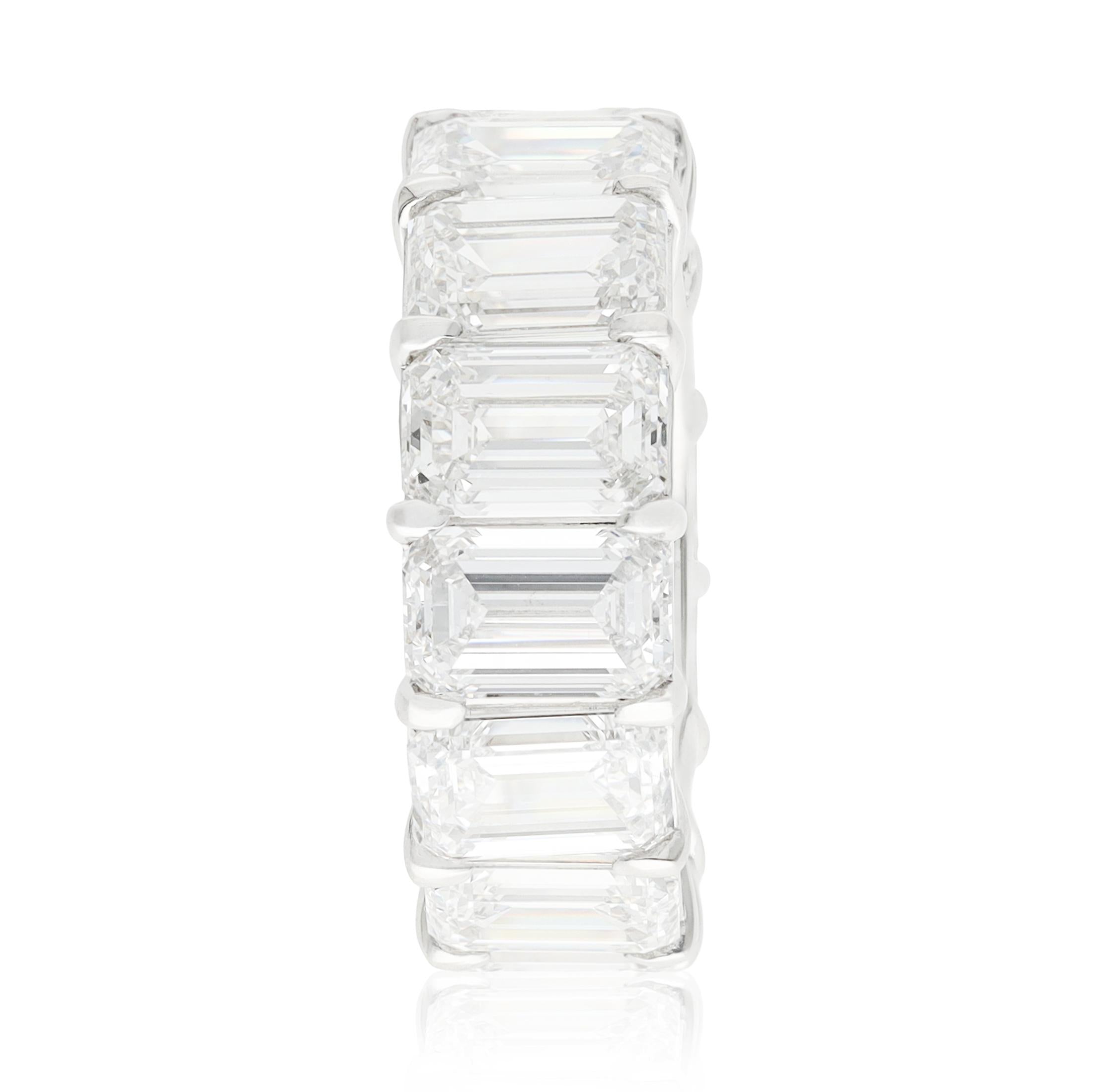 YAFA Platinum Emerald-Cut Diamond Eternity Wedding Band