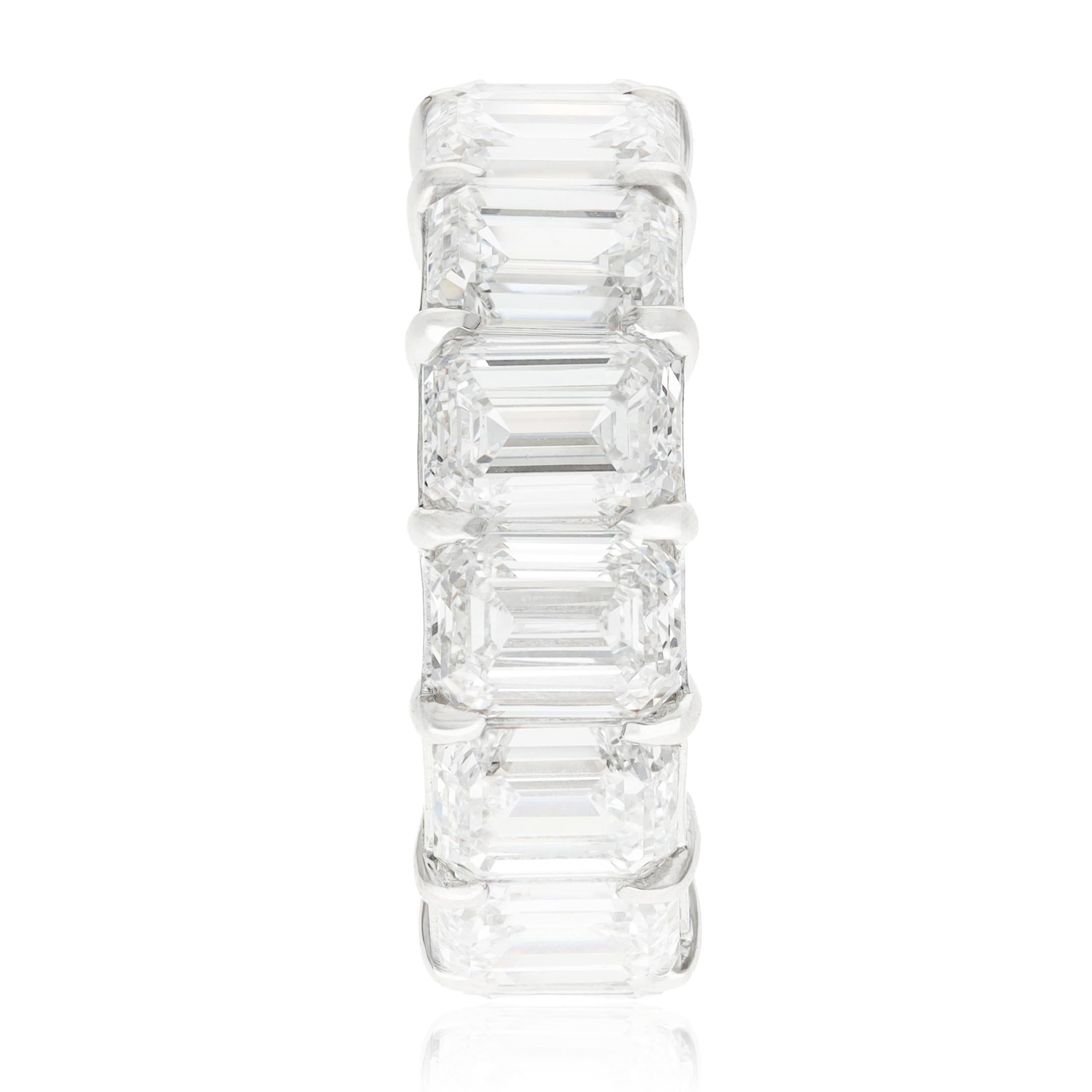 YAFA Platinum Emerald-Cut Diamond Eternity Wedding Band