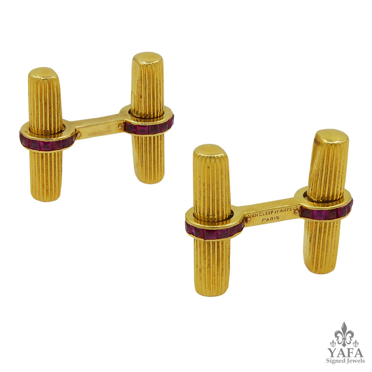 Van Cleef & Arpels 18K Yellow Gold & Ruby Cufflinks