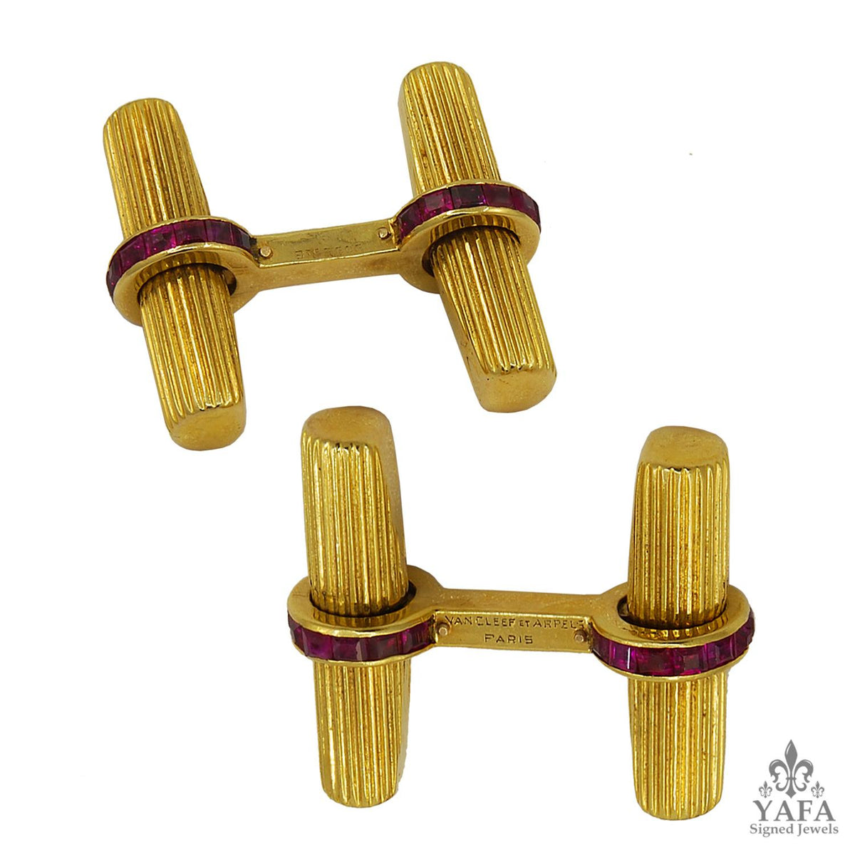 Van Cleef & Arpels 18K Yellow Gold & Ruby Cufflinks