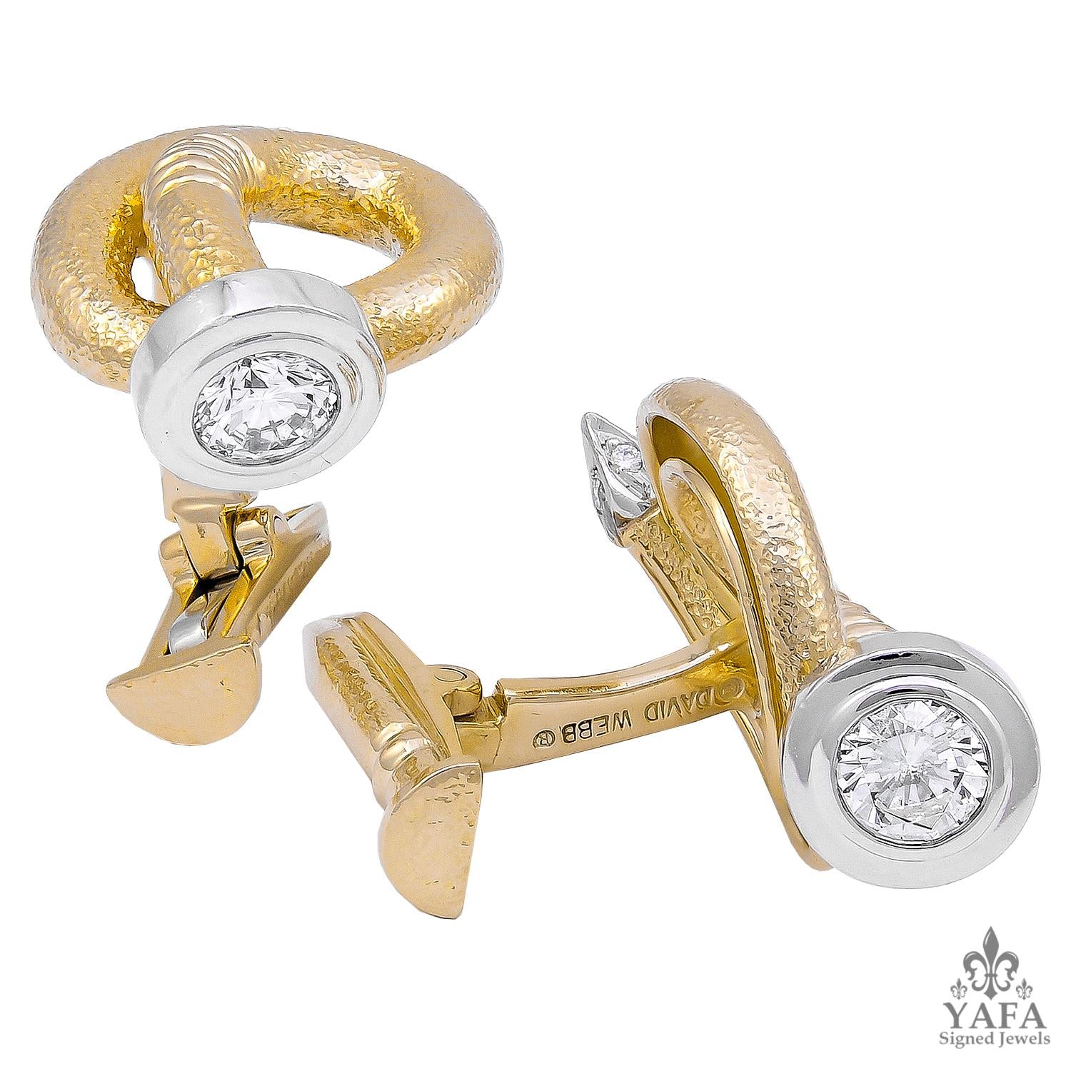 DAVID WEBB Bent Nail and Diamond Cufflinks