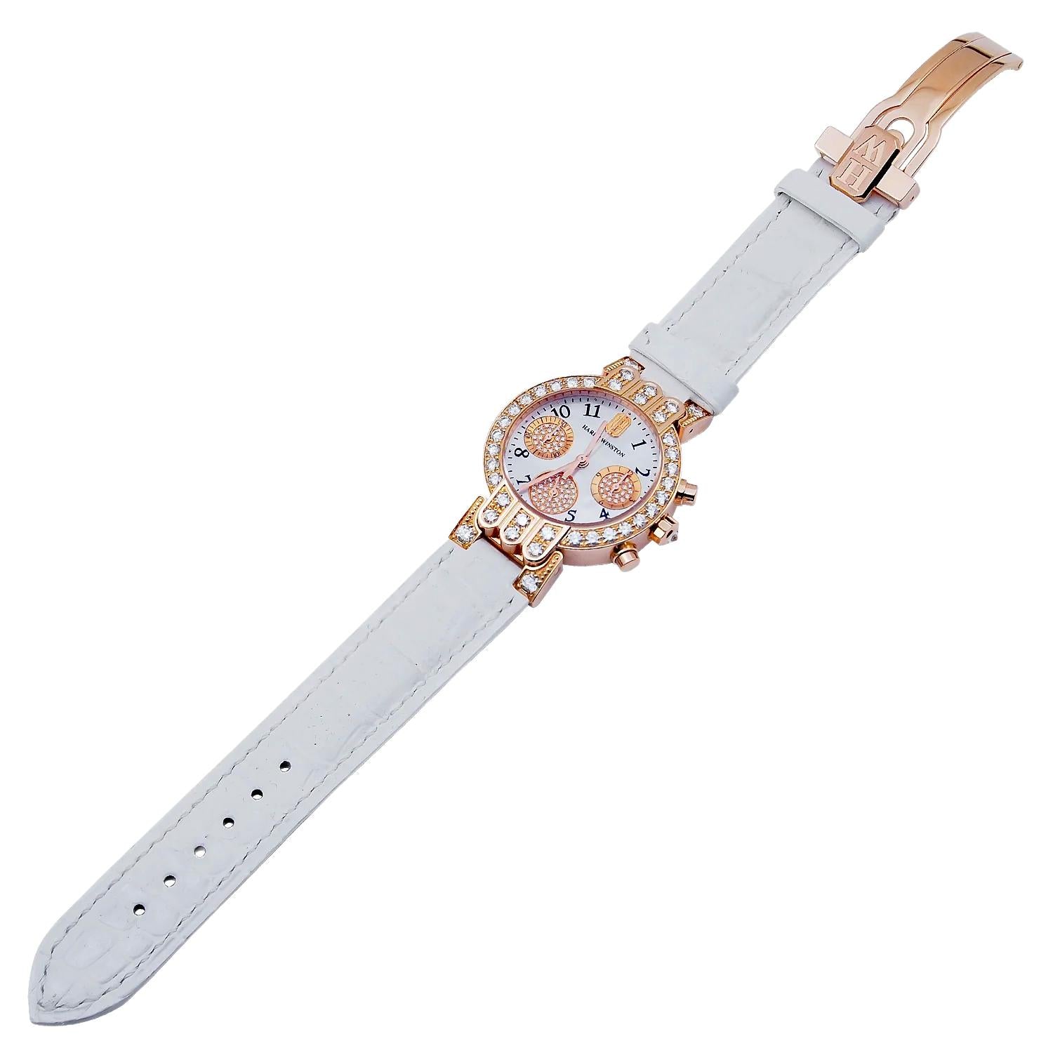 HARRY WINSTON Premier Chronograph 18k Rose Gold & Diamonds Watch