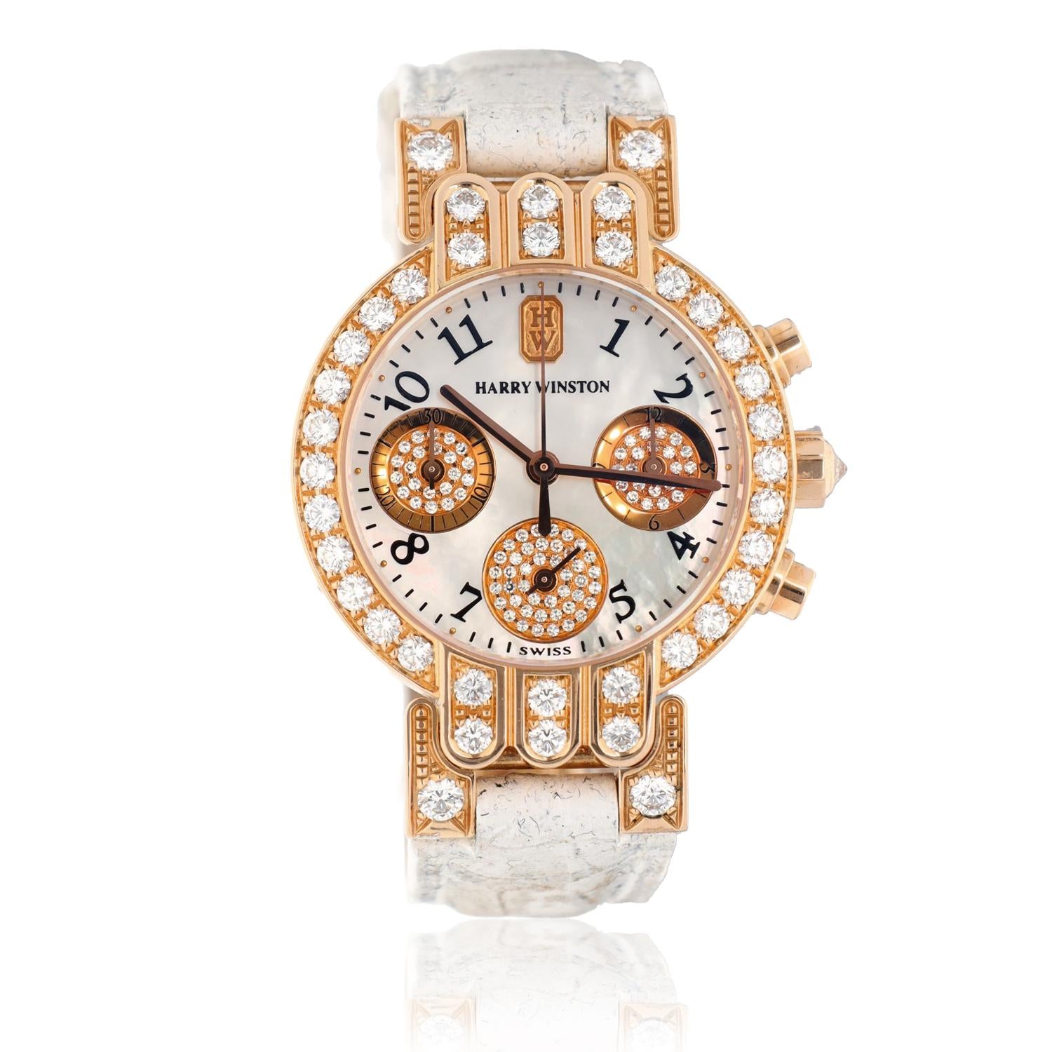 HARRY WINSTON Premier Chronograph 18k Rose Gold & Diamonds Watch