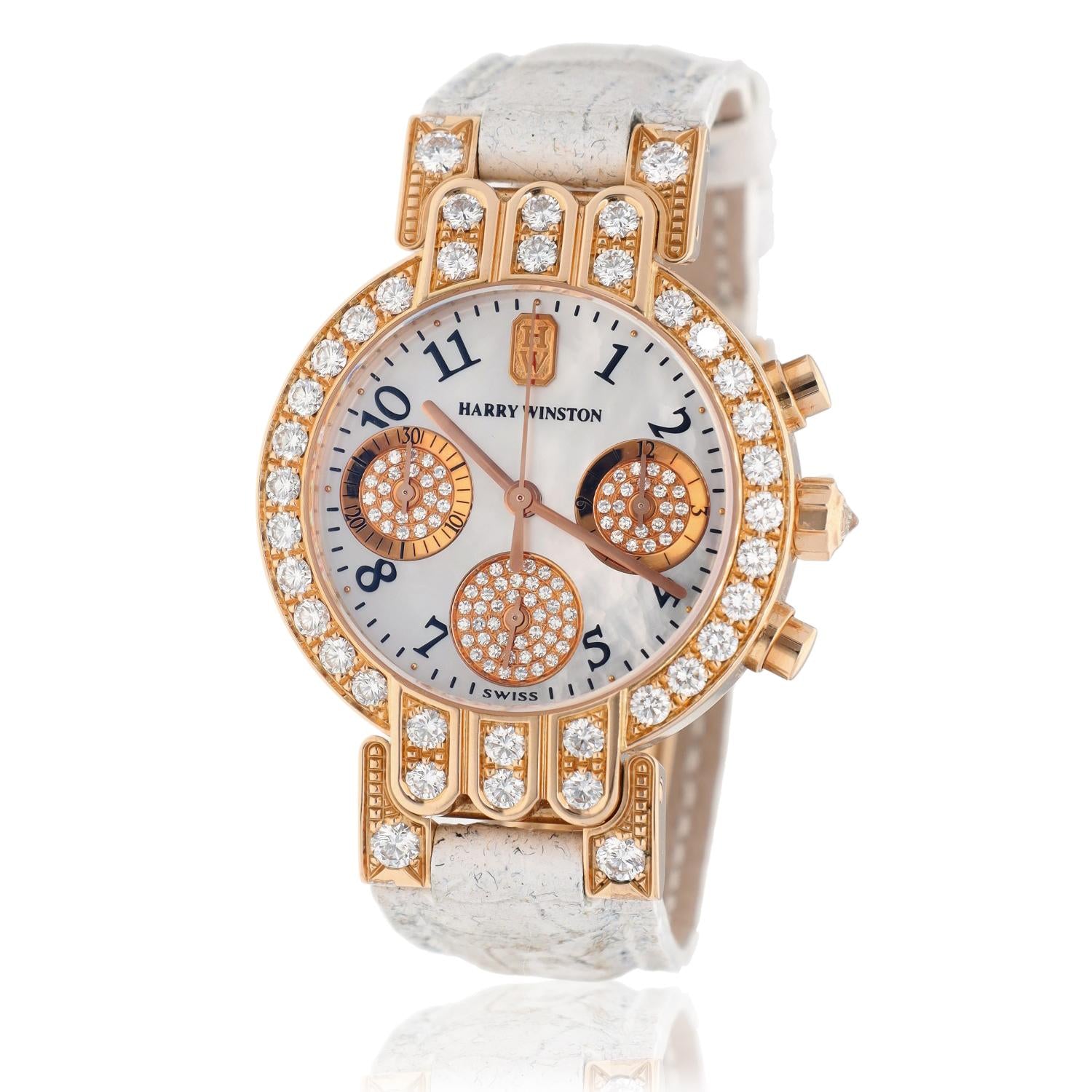 HARRY WINSTON Premier Chronograph 18k Rose Gold & Diamonds Watch