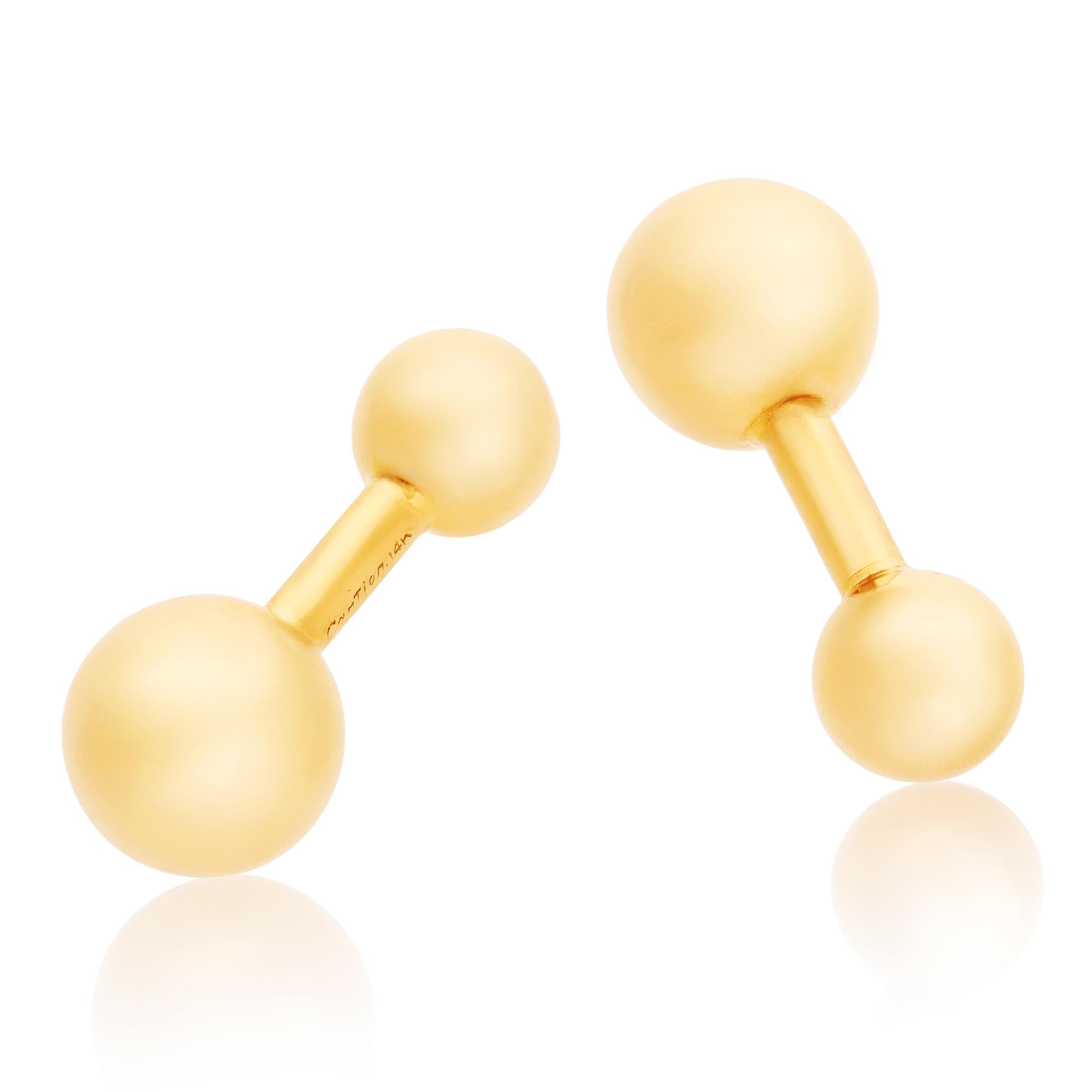 CARTIER 18K Yellow Gold Bead Cufflinks