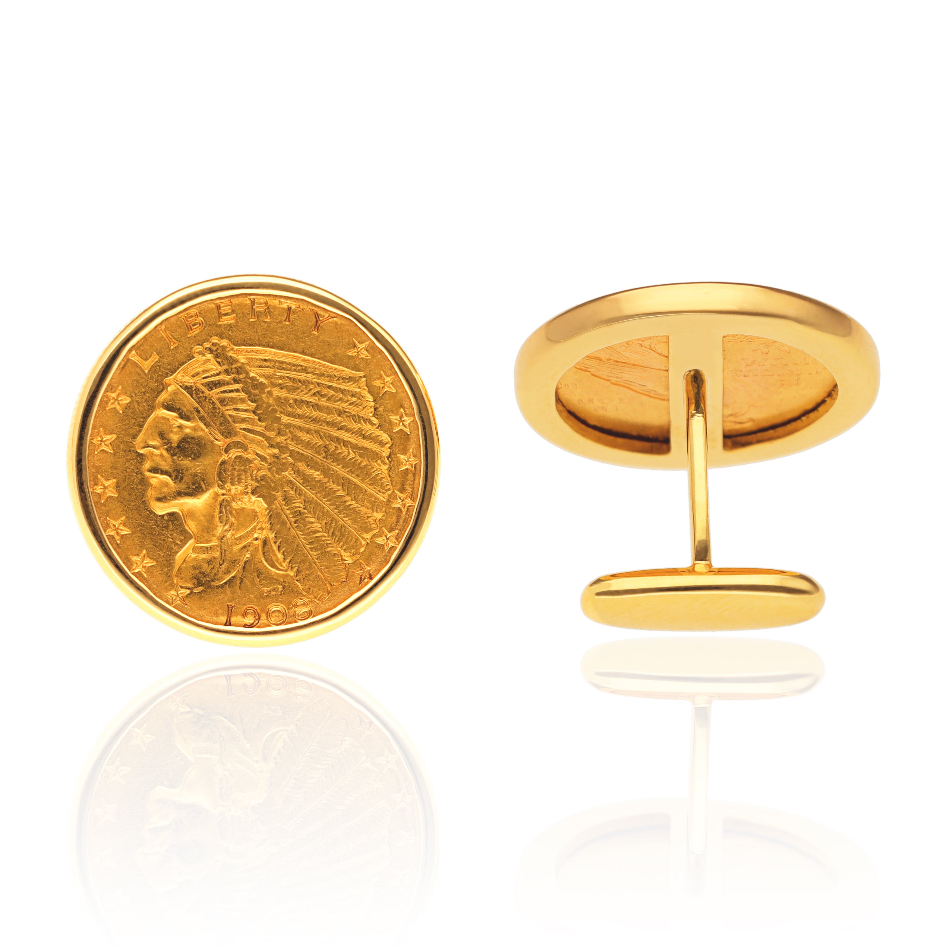 1908 Indian Head Gold Coin Cufflinks
