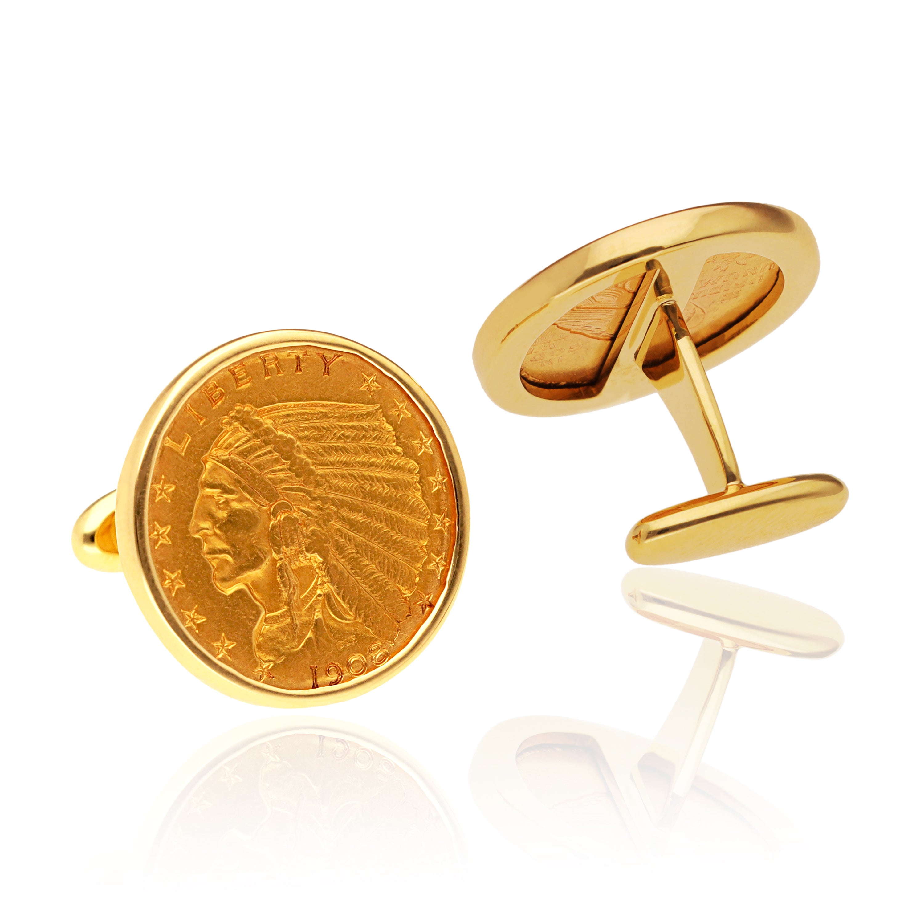 1908 Indian Head Gold Coin Cufflinks