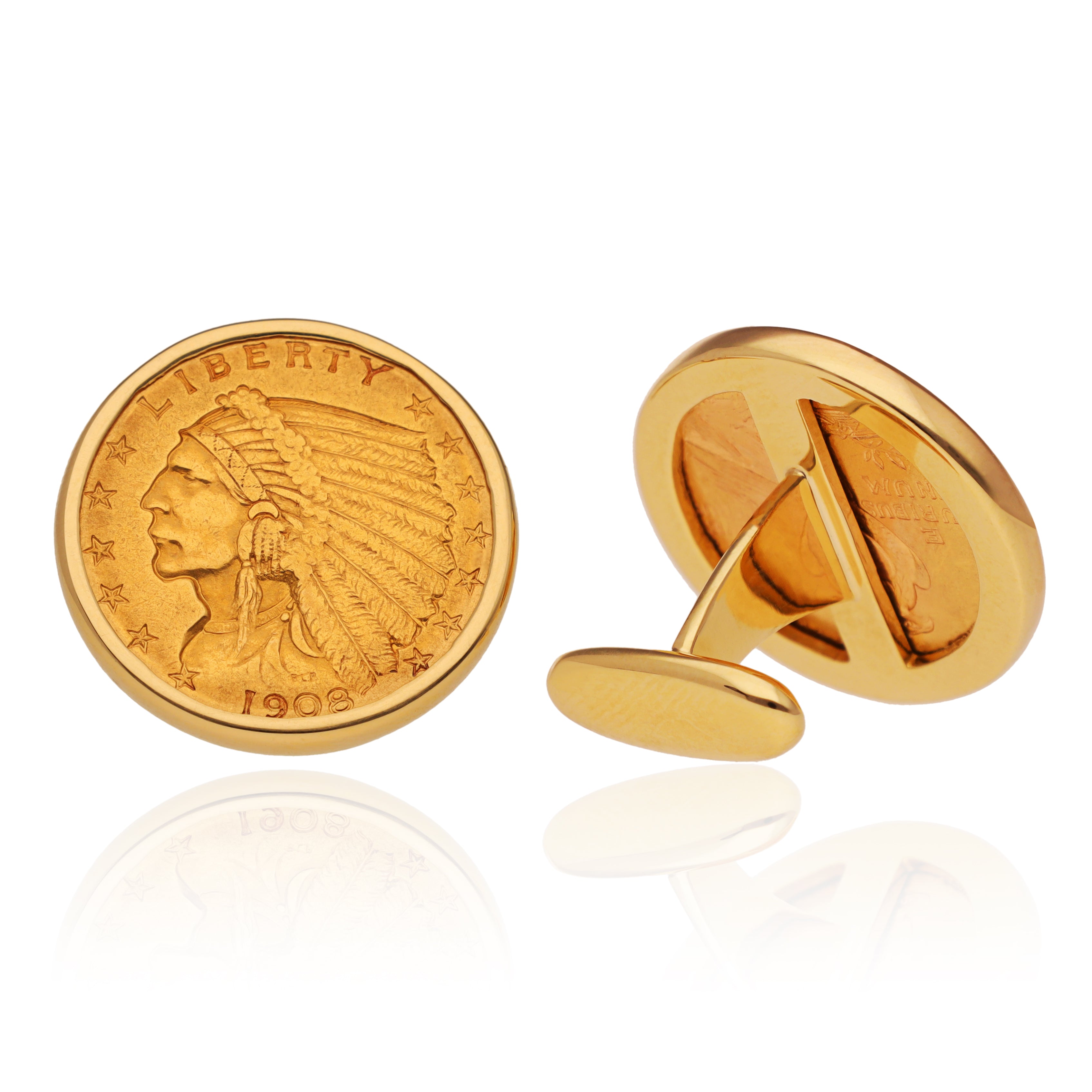 1908 Indian Head Gold Coin Cufflinks