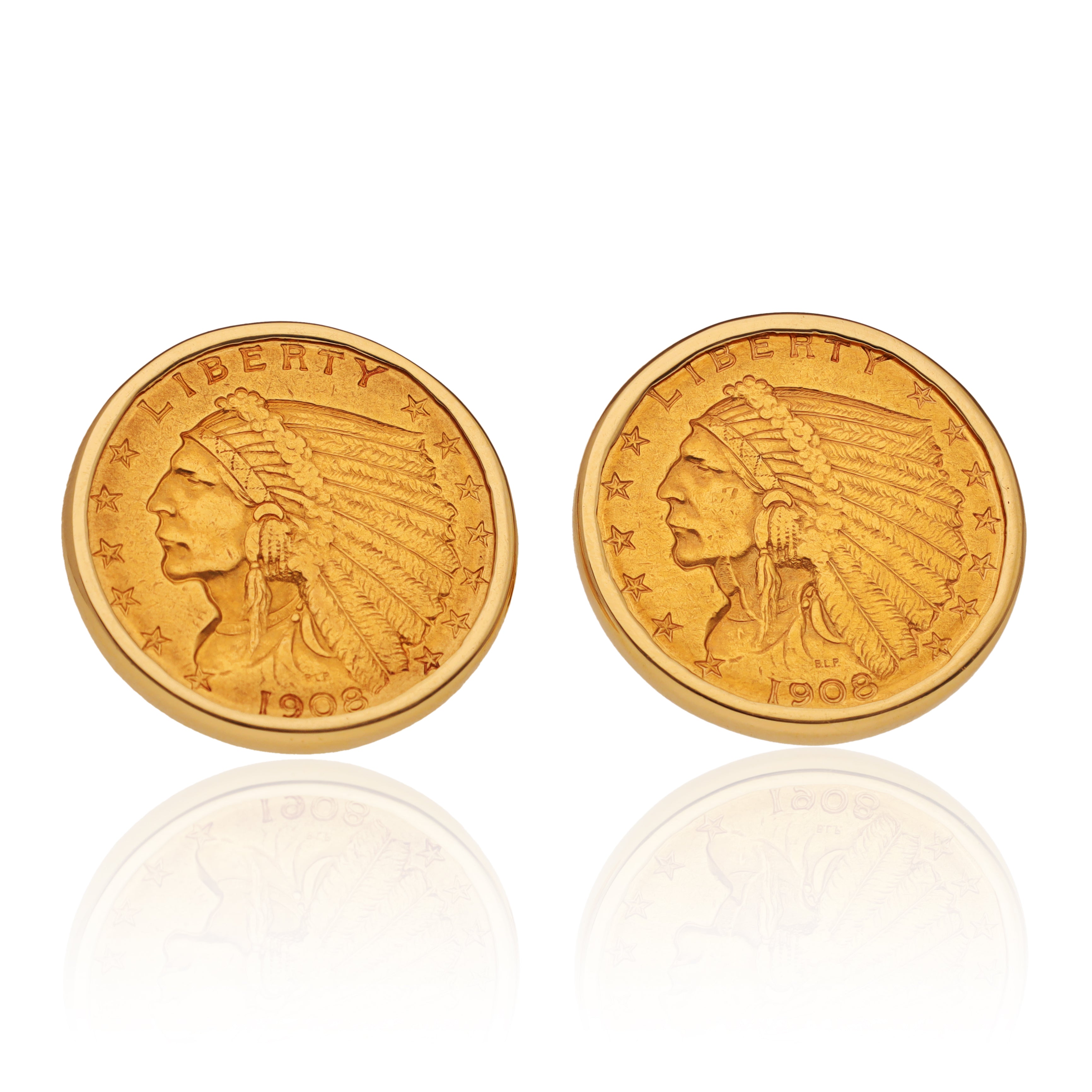 1908 Indian Head Gold Coin Cufflinks