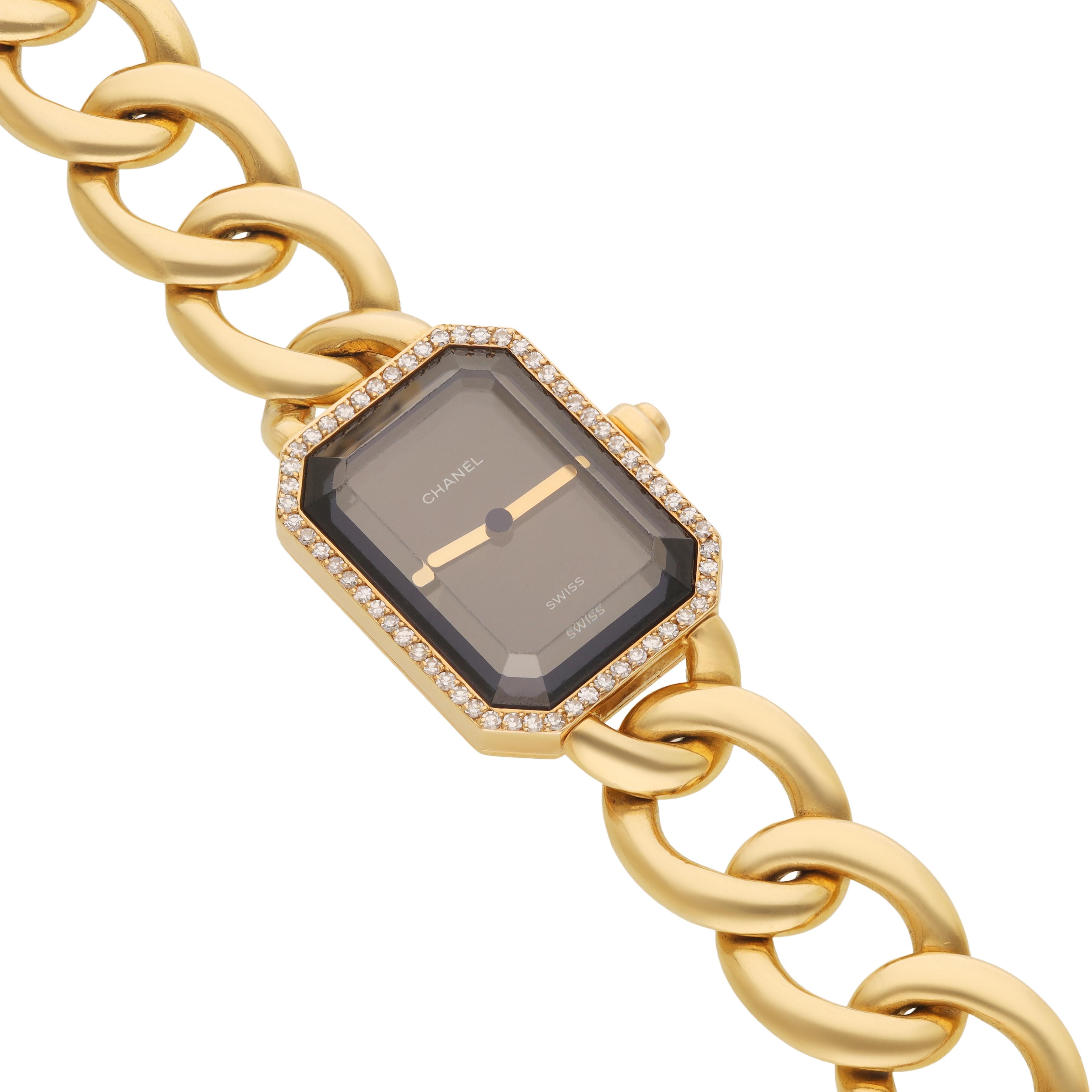 CHANEL Paris 18K Yellow Gold Diamond Bezel Link Bracelet Watch