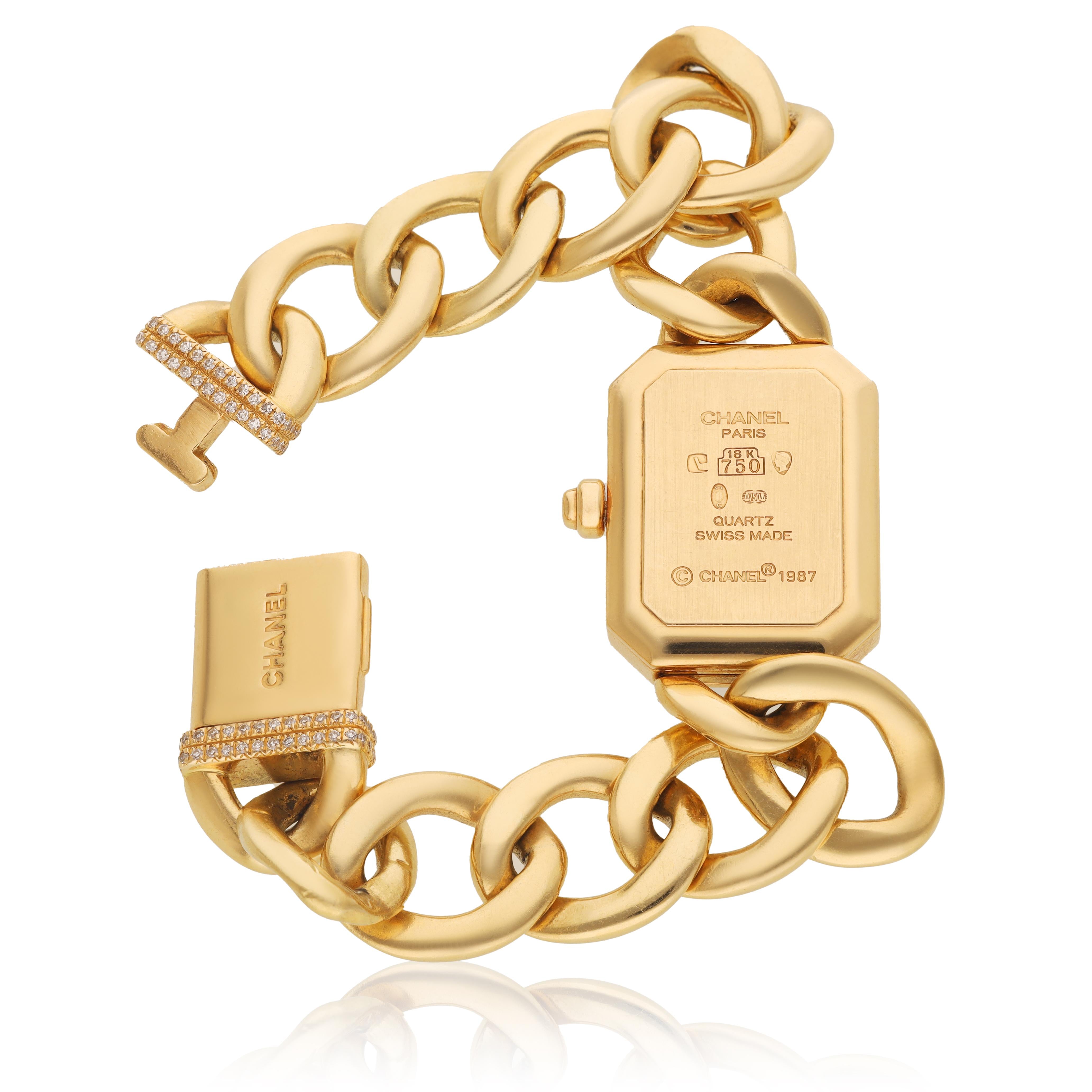 CHANEL Paris 18K Yellow Gold Diamond Bezel Link Bracelet Watch