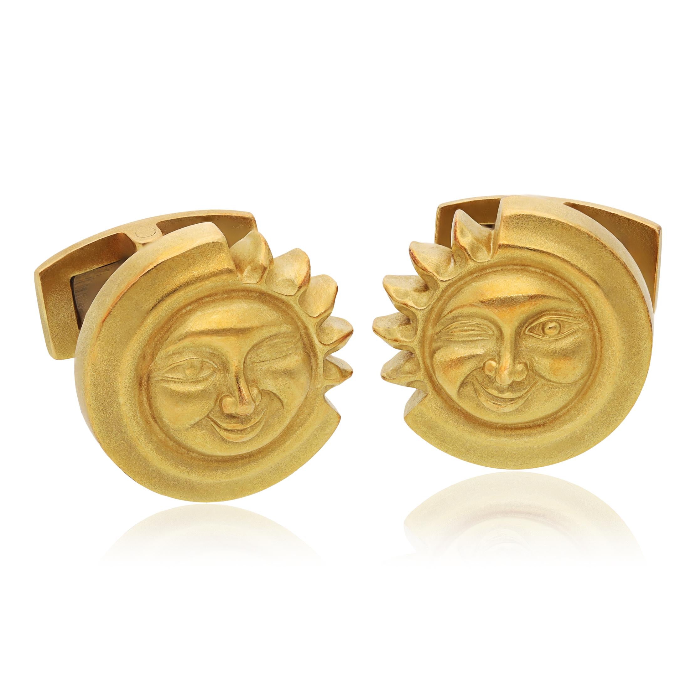 KIESELSTEIN CORD 18K Yellow Gold ‘Sun & Moon’ Cufflinks