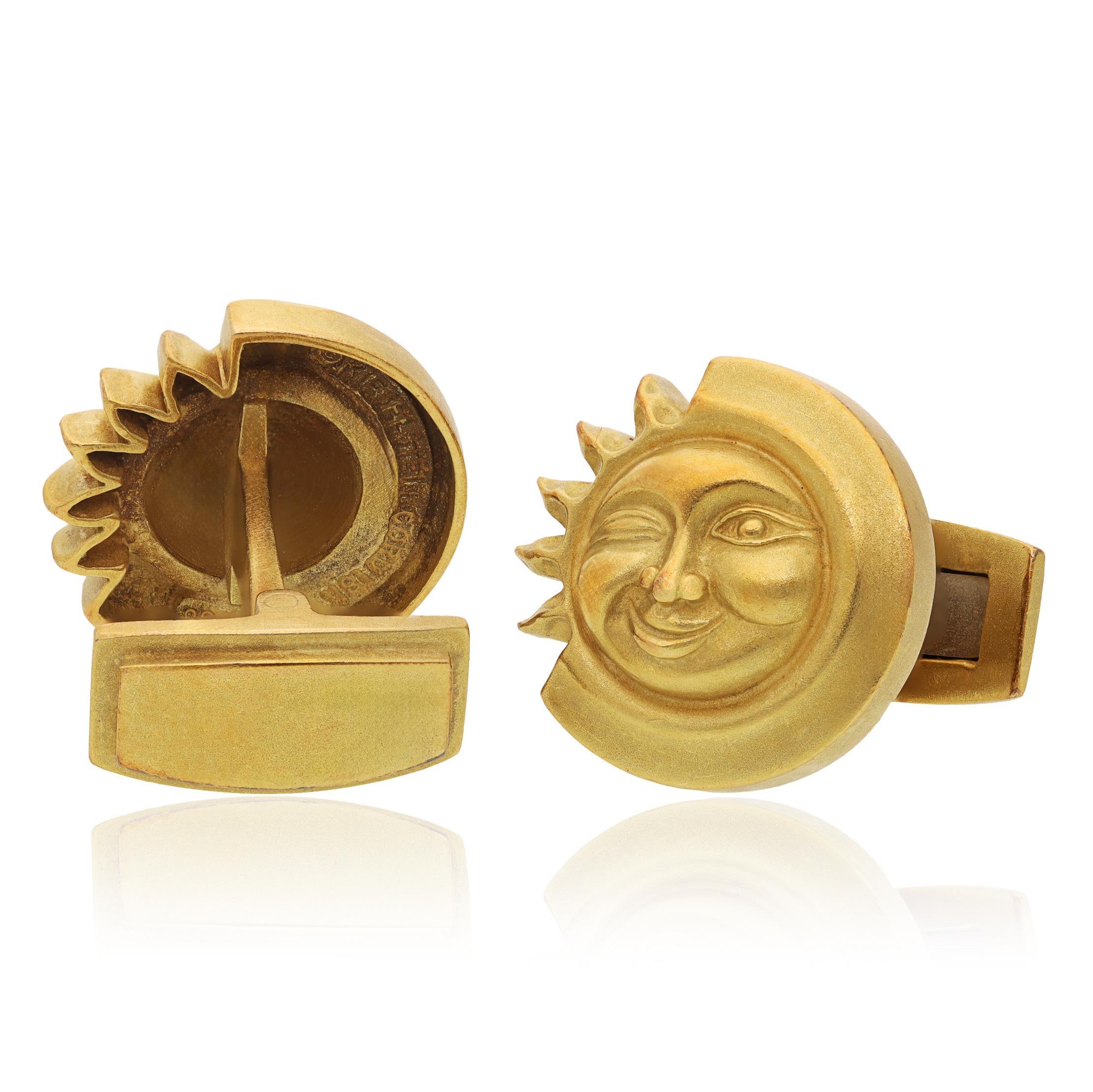KIESELSTEIN CORD 18K Yellow Gold ‘Sun & Moon’ Cufflinks