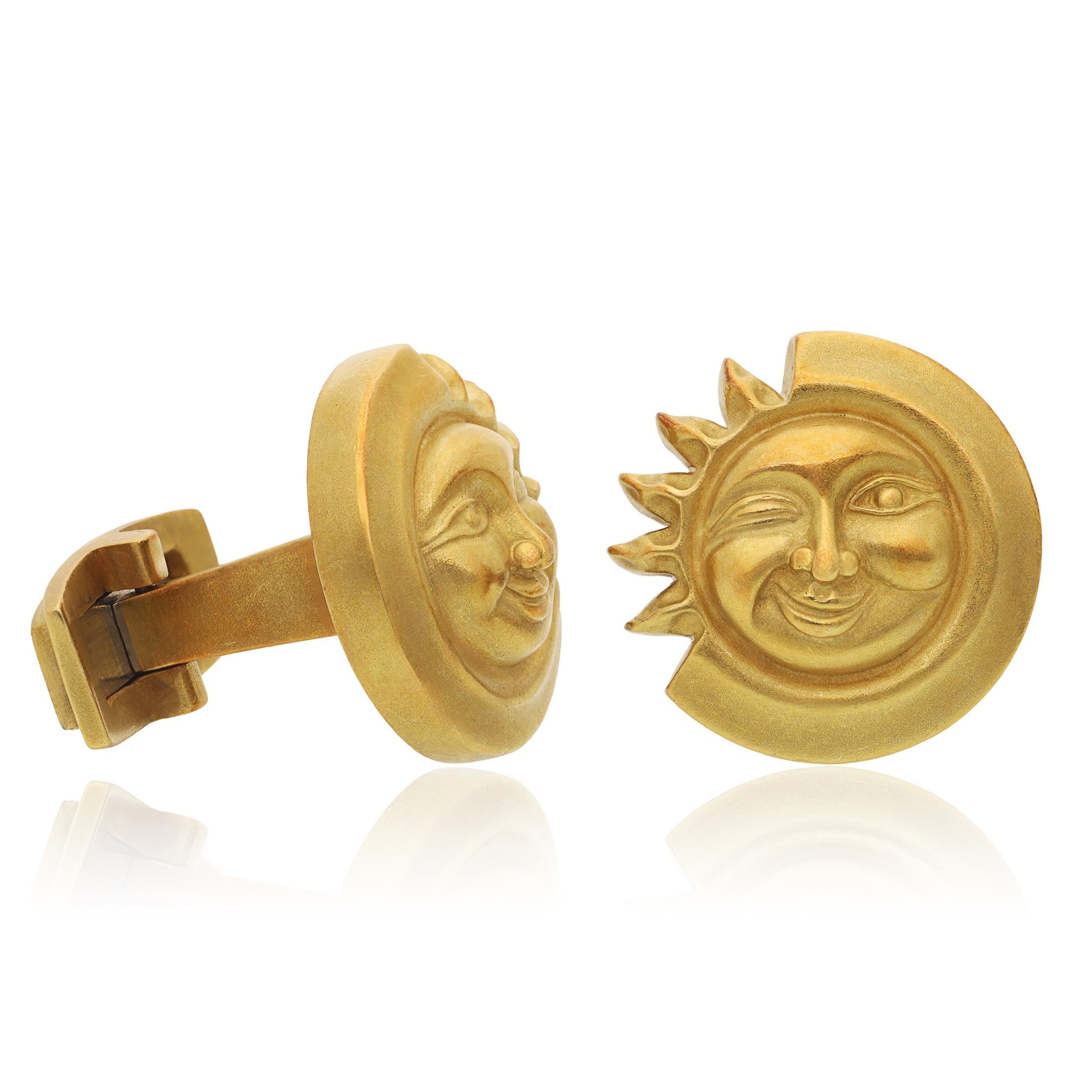 KIESELSTEIN CORD 18K Yellow Gold ‘Sun & Moon’ Cufflinks