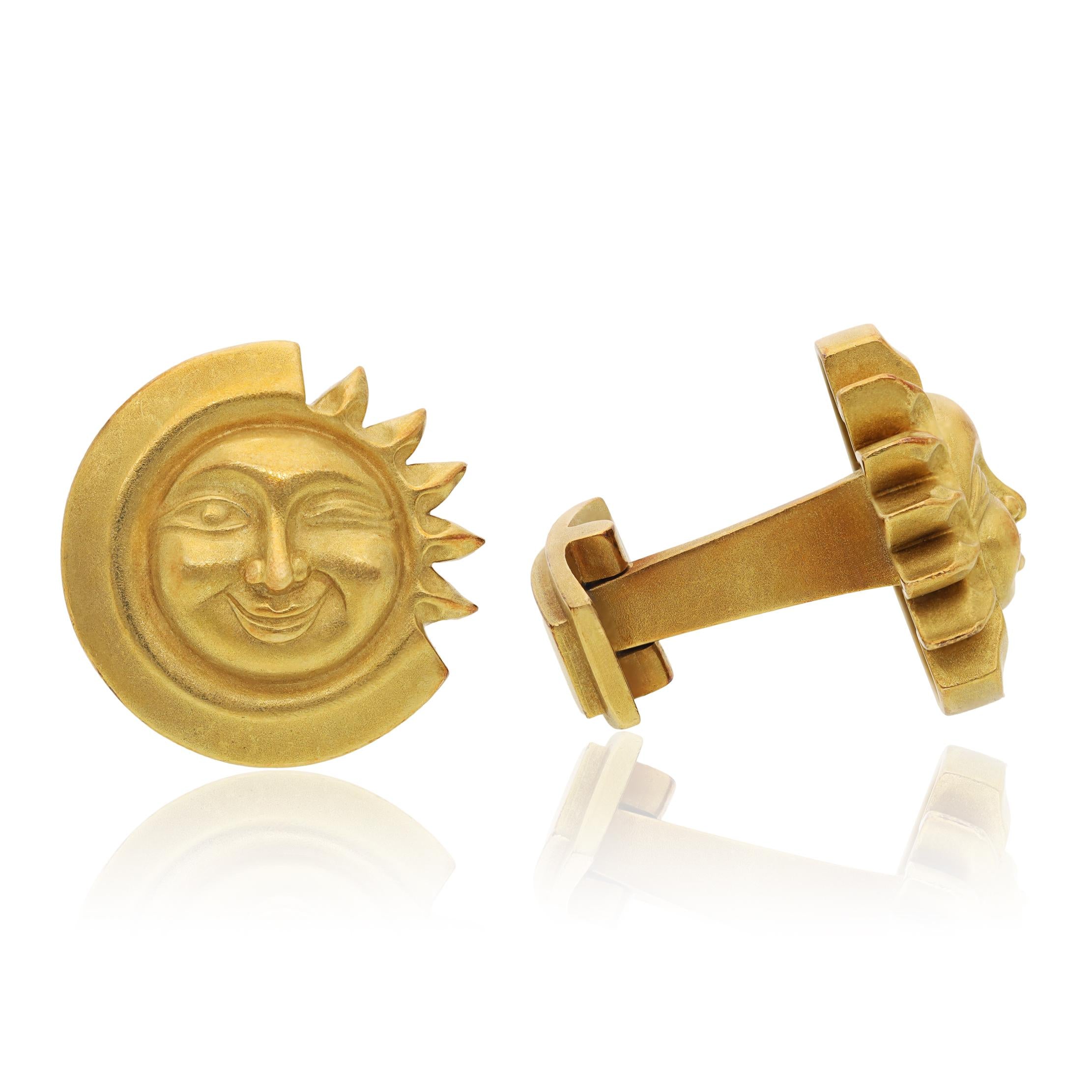 KIESELSTEIN CORD 18K Yellow Gold ‘Sun & Moon’ Cufflinks