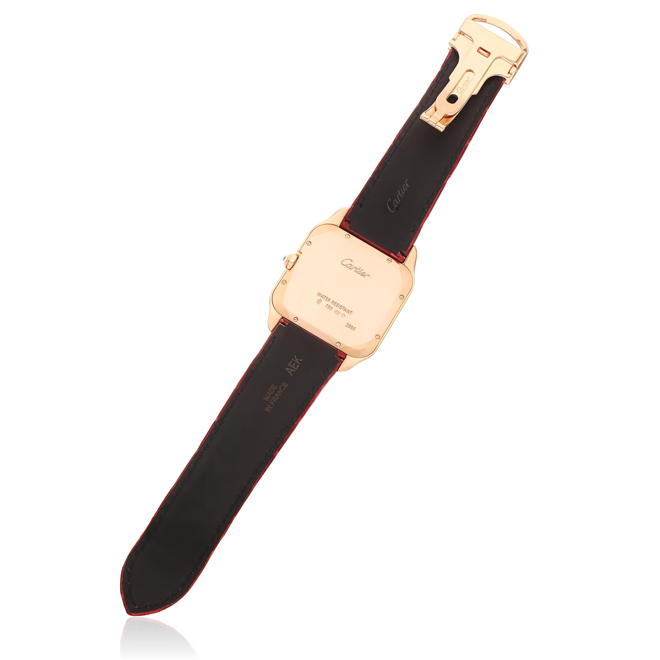 CARTIER 18K Rose Gold Diamond Santos-Dumont LM Mechanical Wristwatch