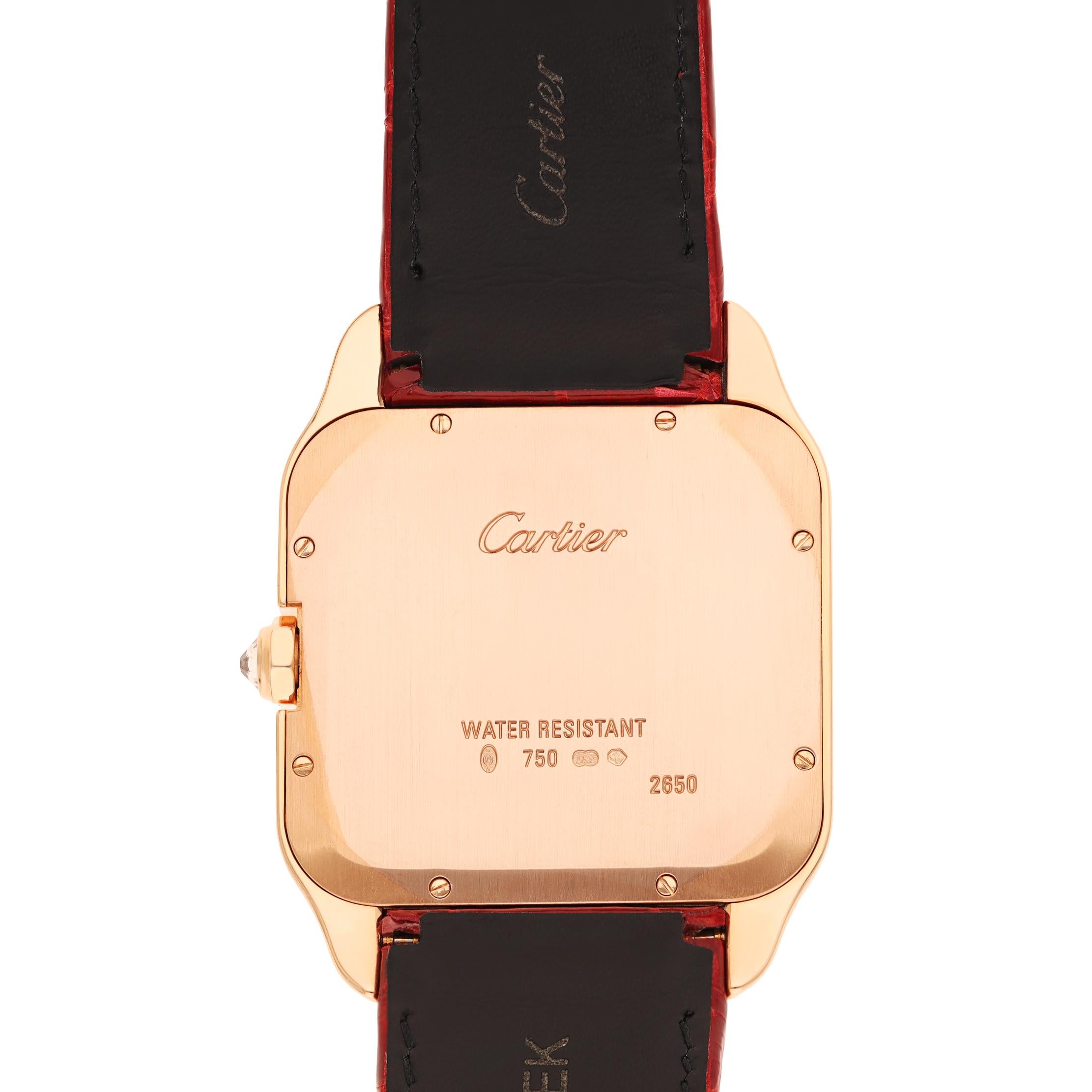 CARTIER 18K Rose Gold Diamond Santos-Dumont LM Mechanical Wristwatch