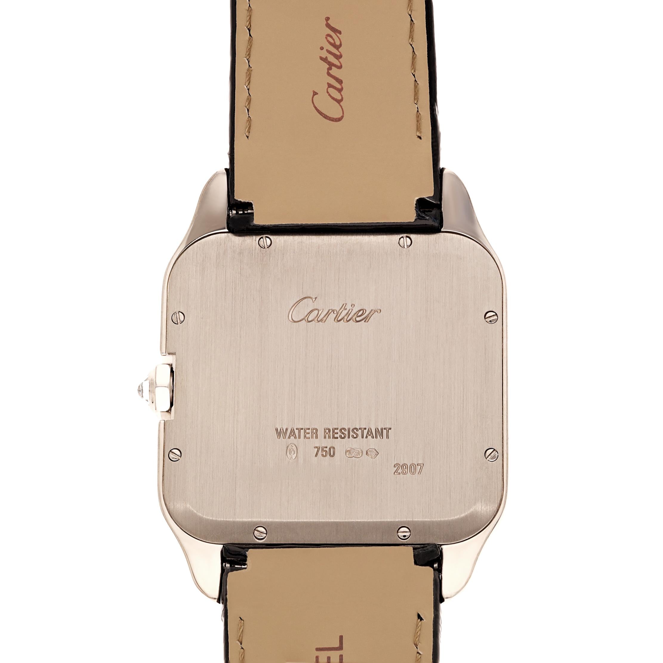 CARTIER 18K White Gold Diamond Santos-Dumont LM Mechanical Wristwatch
