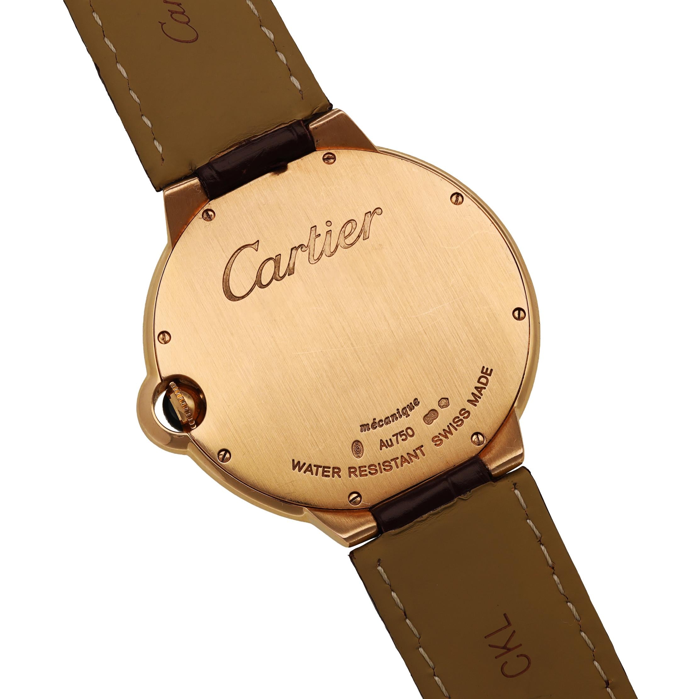 CARTIER 18K Rose Gold 40mm Diamond Bezel “Ballon Bleu” Watch