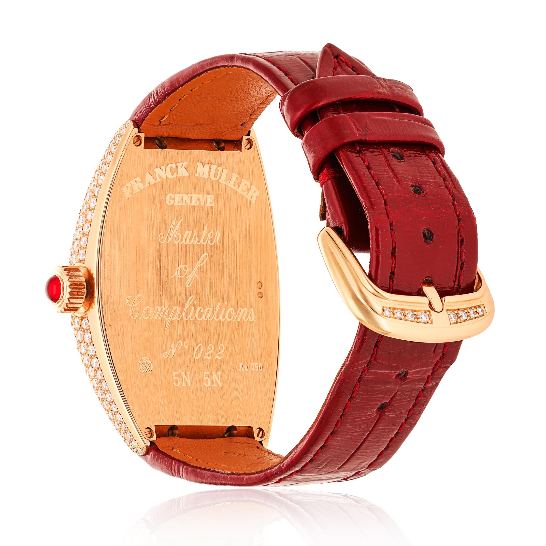 FRANCK MULLER 18K Rose Gold Diamond and Red Enamel Curvex CX Watch