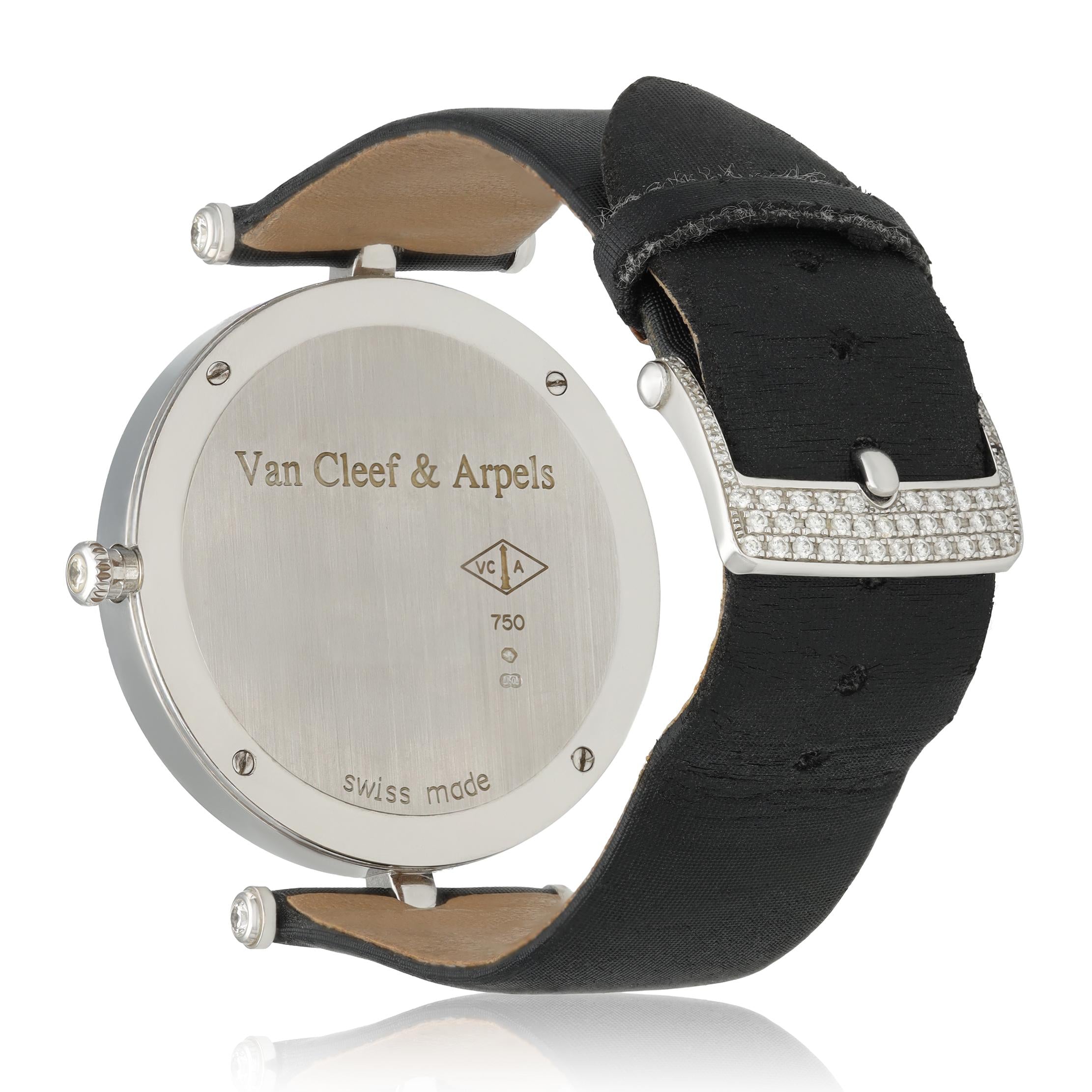 VAN CLEEF & ARPELS 18K White Gold Diamond "Lady Arpels Dentelle" Wristwatch