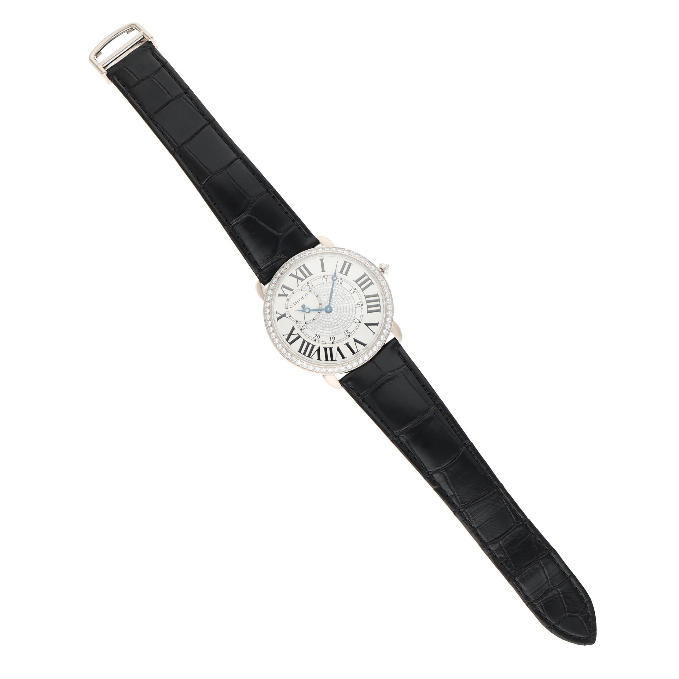 CARTIER 18K White Gold Diamond Dial and Bezel Ronde Louis Cartier 42mm Watch