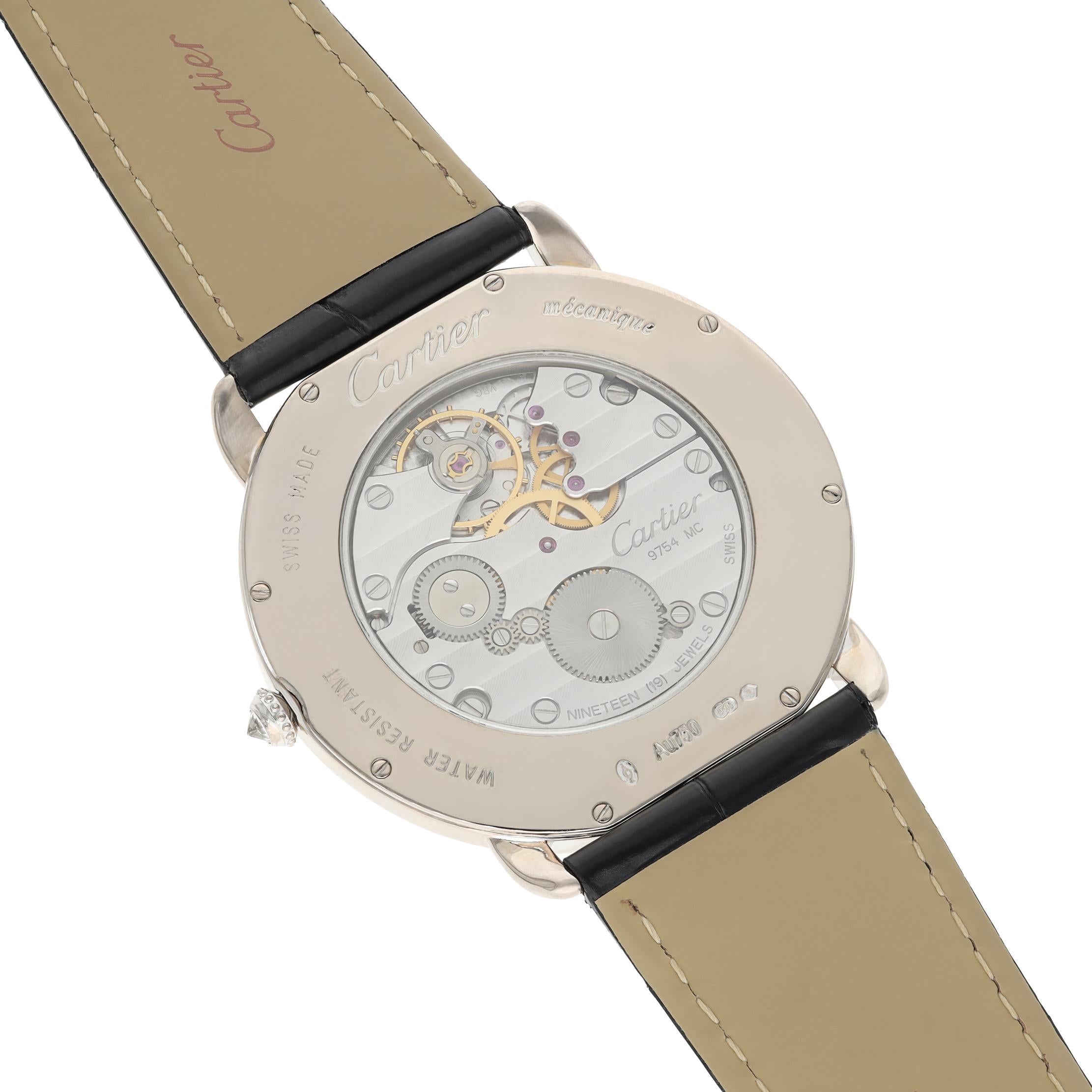 CARTIER 18K White Gold Diamond Dial and Bezel Ronde Louis Cartier 42mm Watch