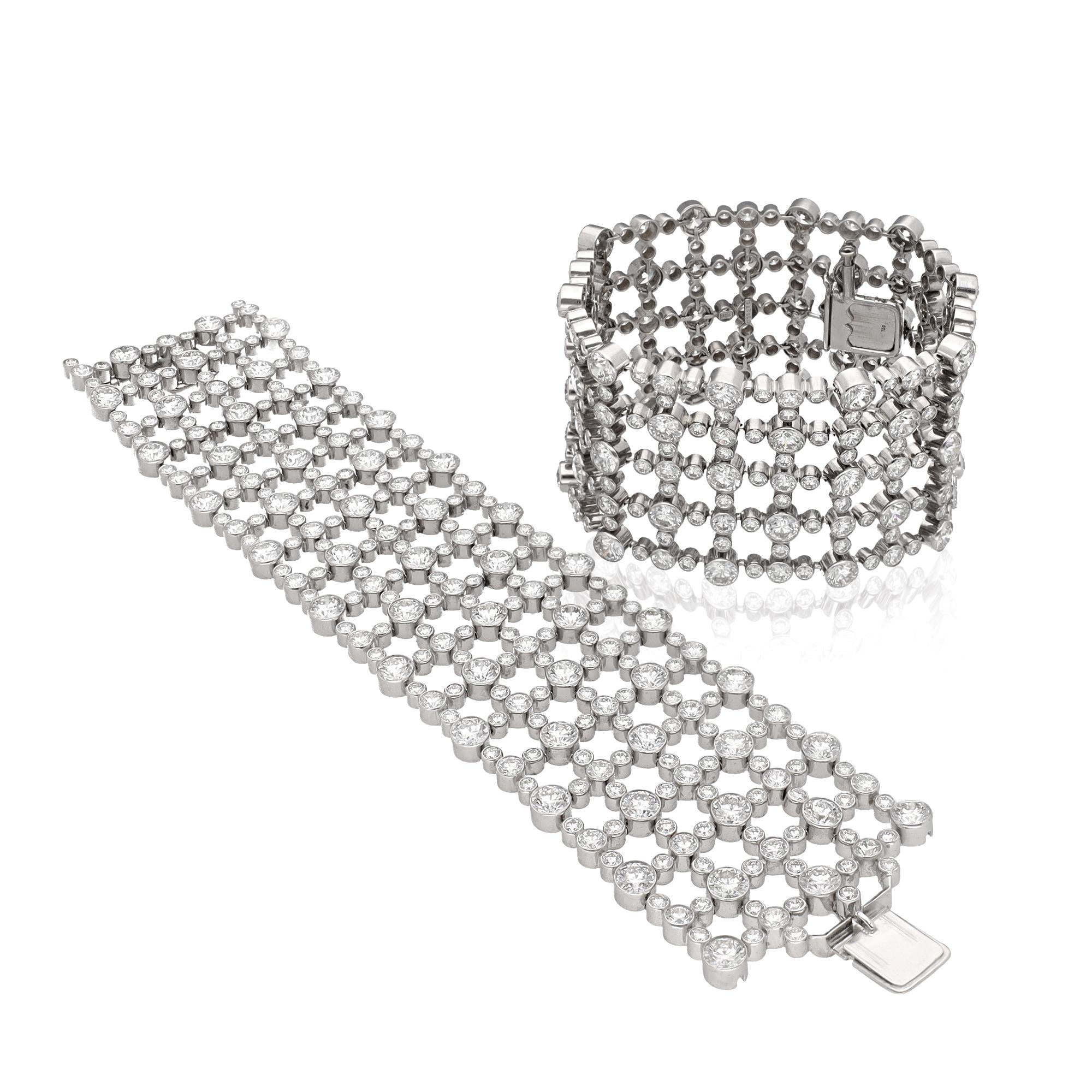 HARRY WINSTON 5 Row Lattice Motif Diamond Bracelet - Set of Two