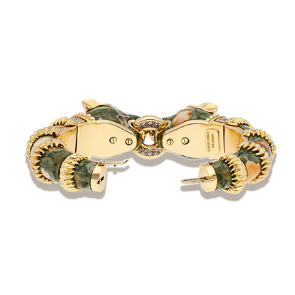 DAVID WEBB Double Leopard Bracelet - Ocean Jasper