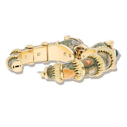 DAVID WEBB Double Leopard Bracelet - Ocean Jasper