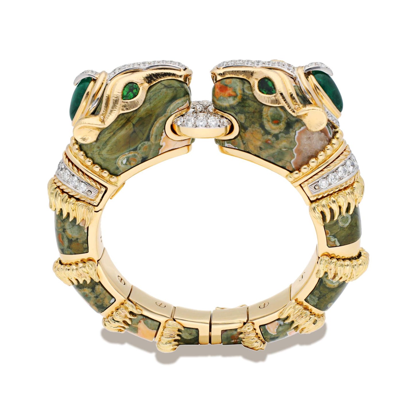 DAVID WEBB Double Leopard Bracelet - Ocean Jasper