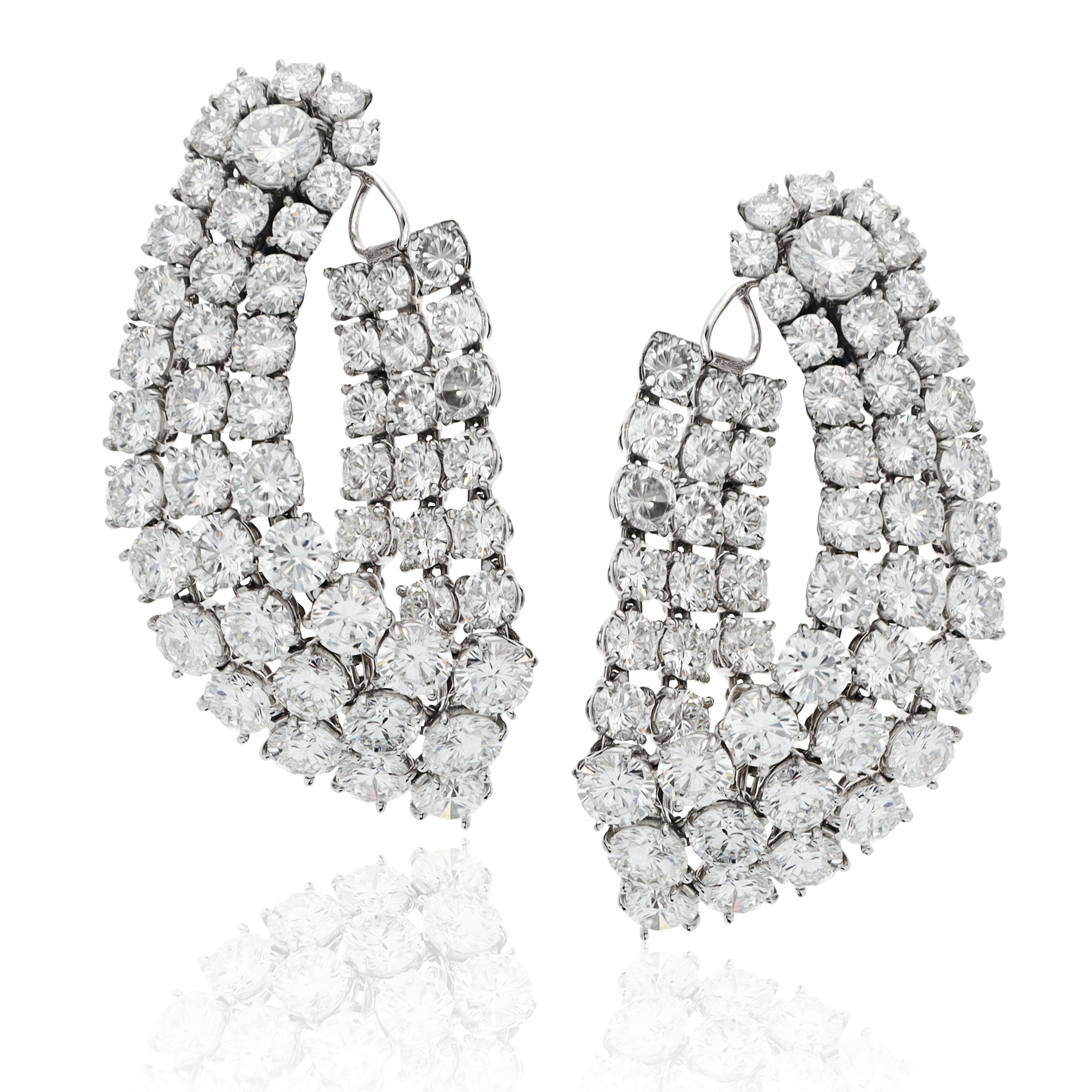 HARRY WINSTON Platinum and Diamond Ear Clips