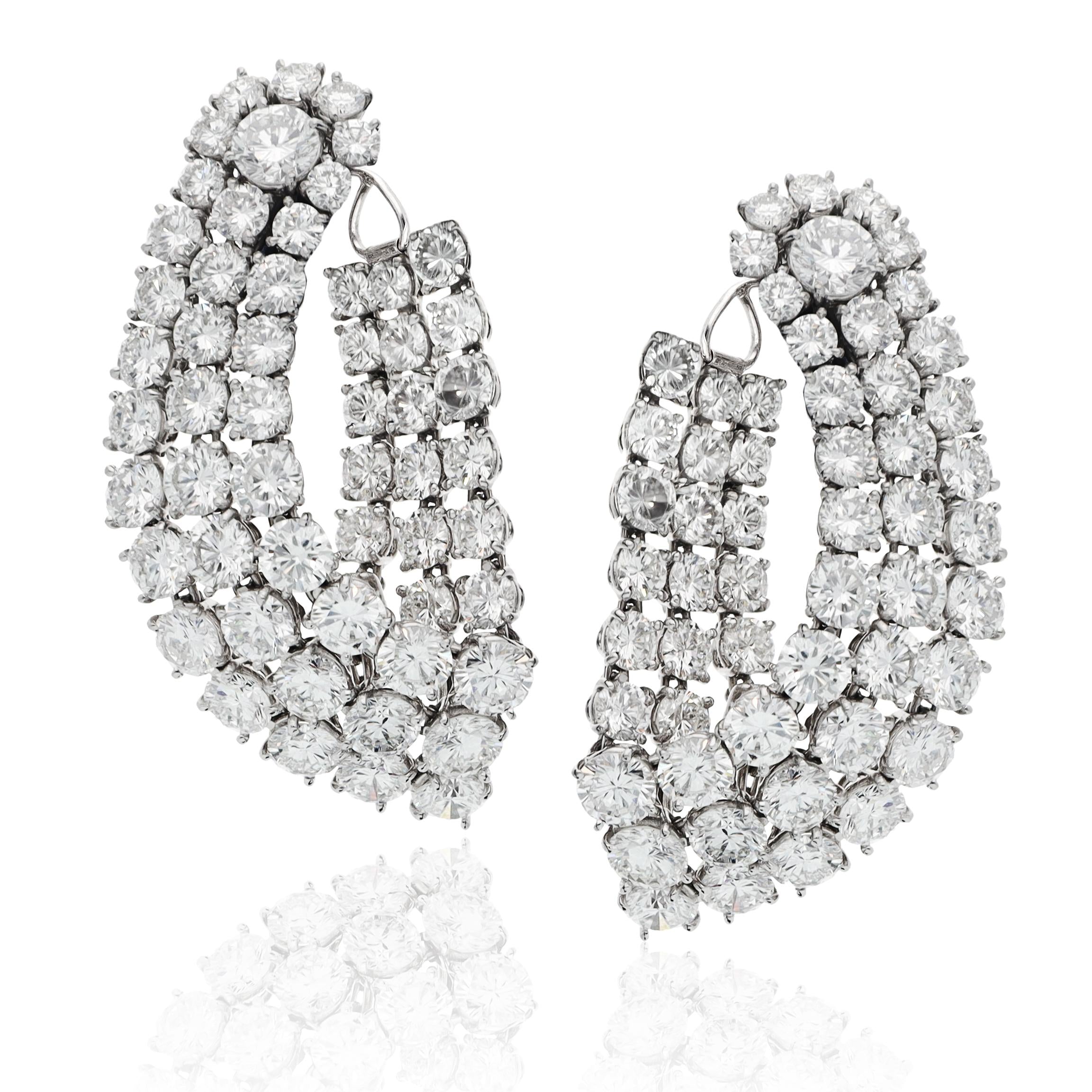 HARRY WINSTON Platinum and Diamond Ear Clips