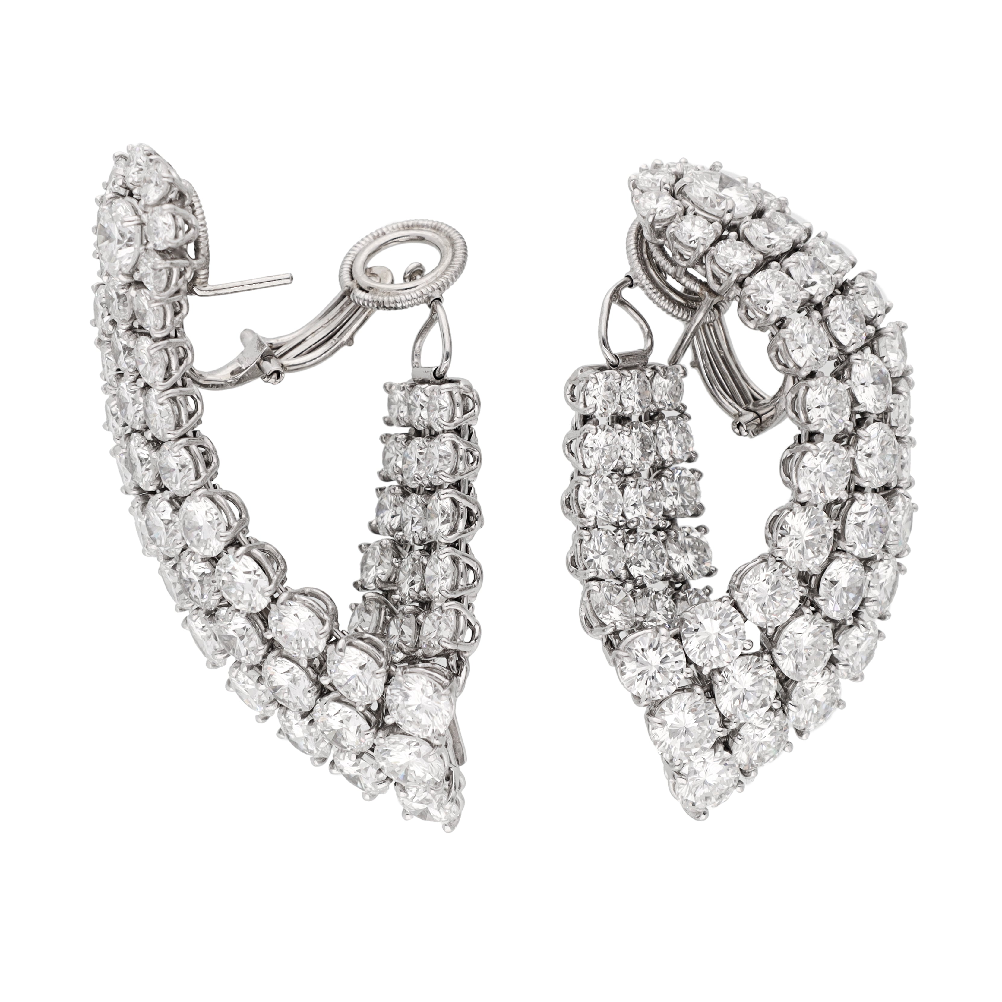 HARRY WINSTON Platinum and Diamond Ear Clips