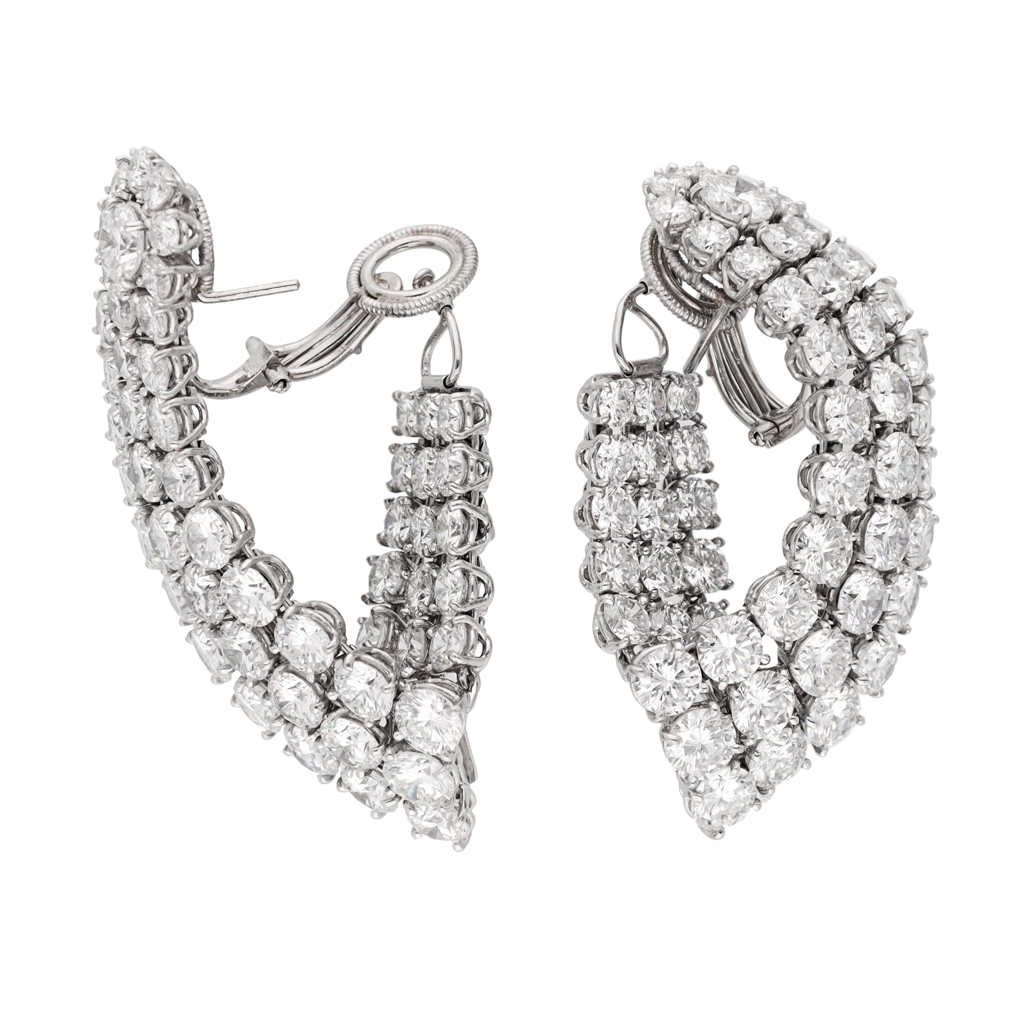 HARRY WINSTON Platinum and Diamond Ear Clips