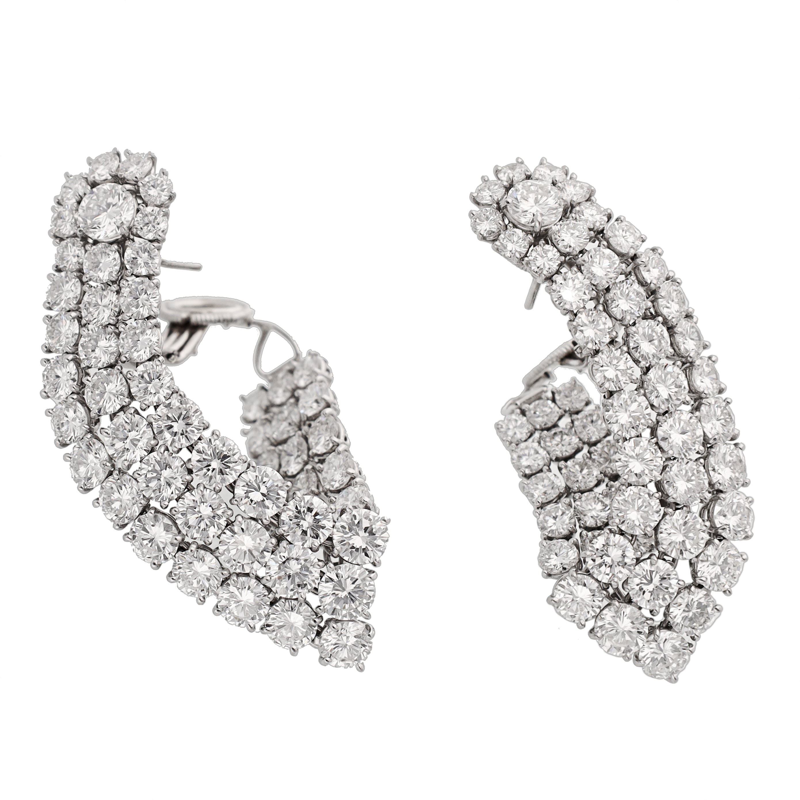 HARRY WINSTON Platinum and Diamond Ear Clips