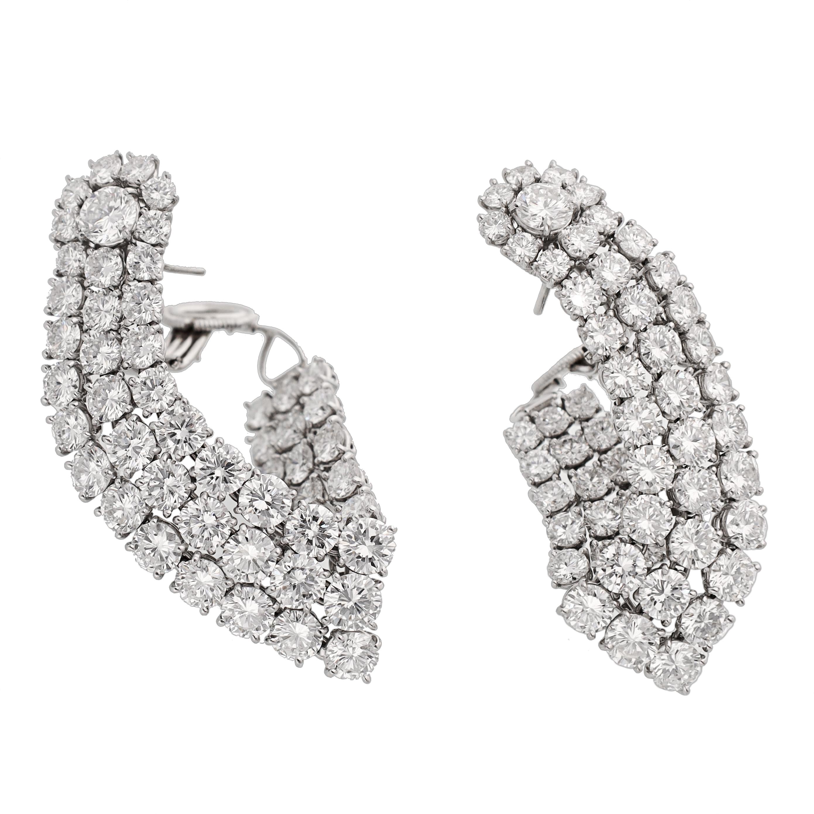 HARRY WINSTON Platinum and Diamond Ear Clips