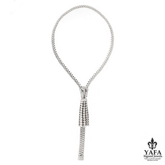 Van Cleef & Arpels 18K White Gold and Diamond Extra Long ZIP Necklace