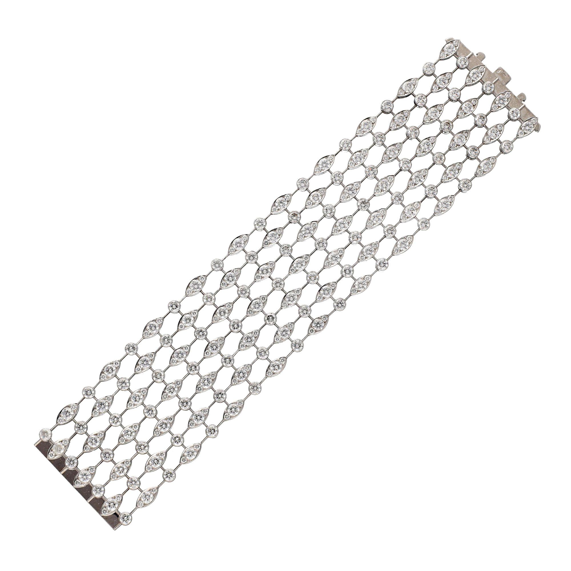 CARTIER 18K White Gold Diamond Wide Mesh Bracelets