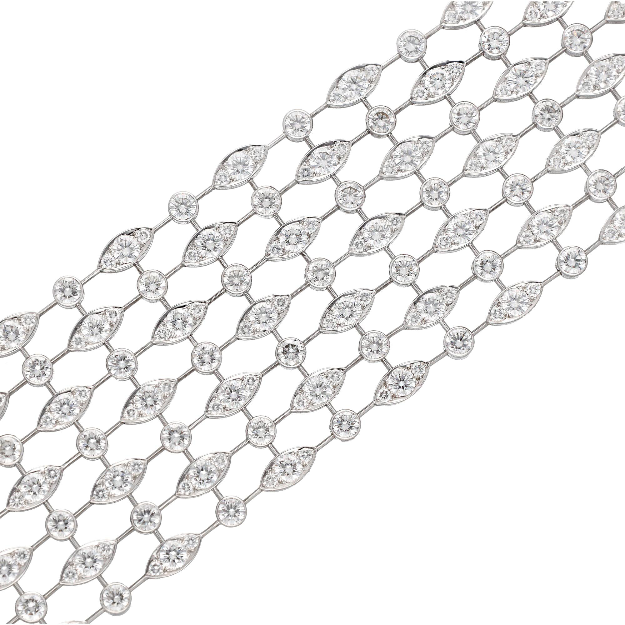 CARTIER 18K White Gold Diamond Wide Mesh Bracelets