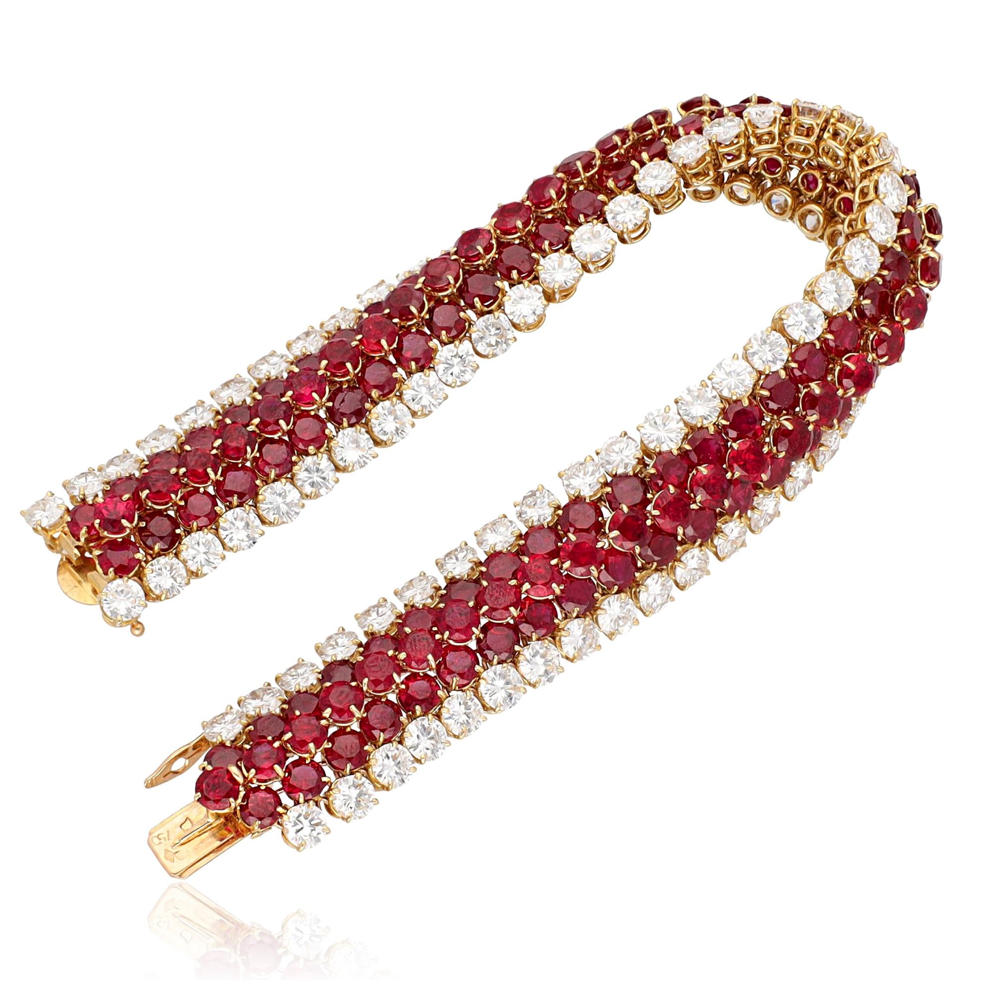 VAN CLEEF & ARPELS Ruby and Diamond Celebration Bracelet